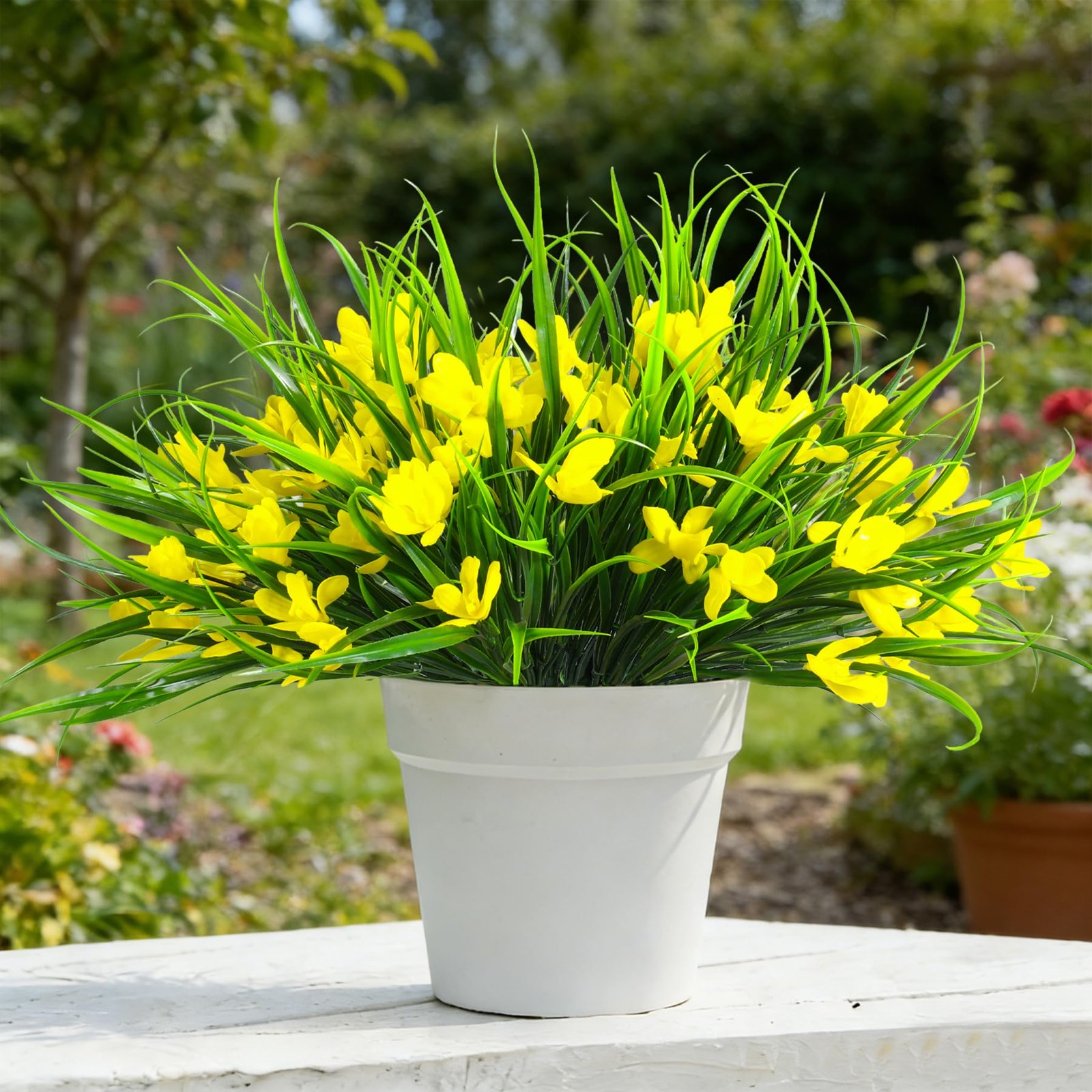 16 Bundles Artificial Plants Flowers for Outdoor Fake Monkey Grass with Outside