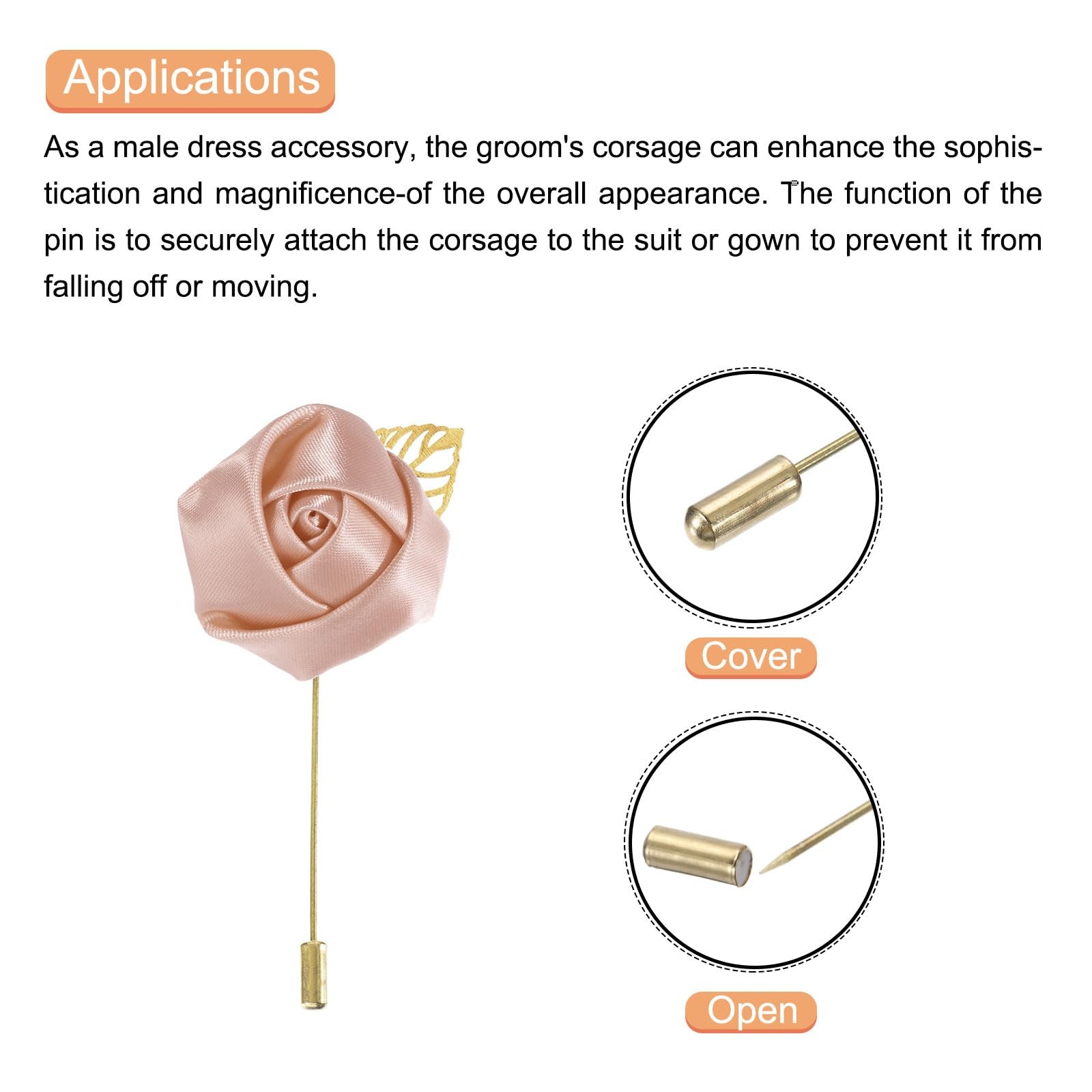10 Pcs Groom Boutonnieres Rose Boutonnieres Pins 2″x3.5″ for Men Wedding Cere…