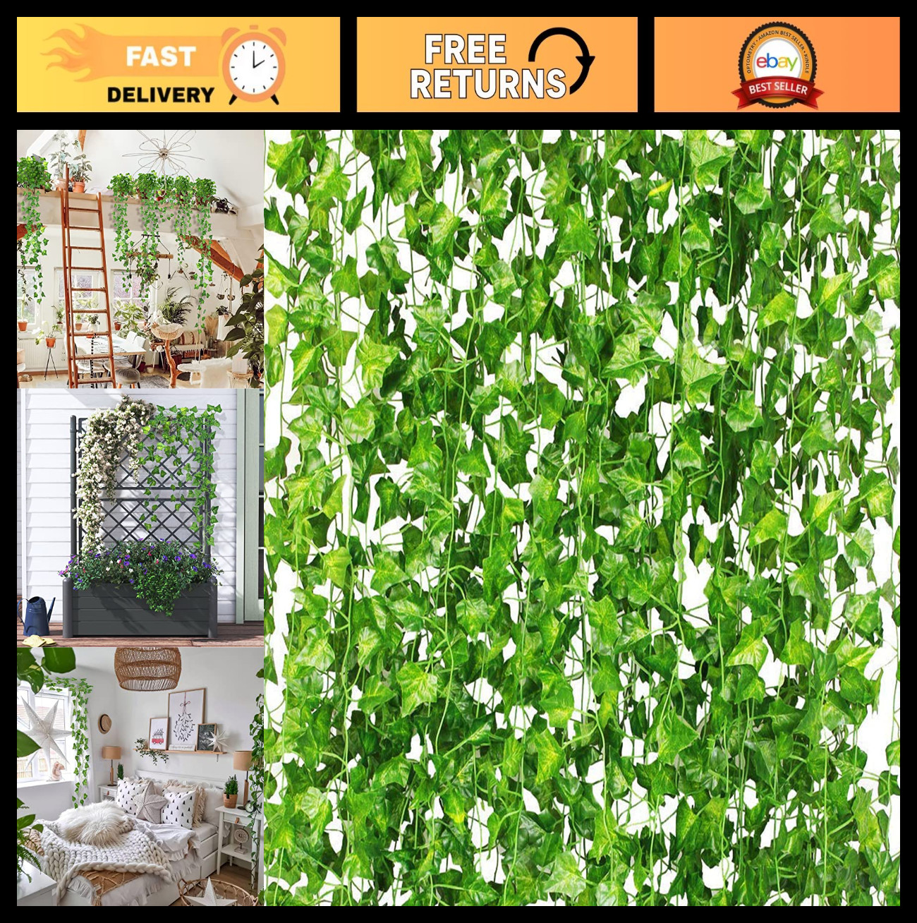 24 Pack 168Ft Artificial Ivy Vines – Greenery Garland for Wedding, Party, Home D