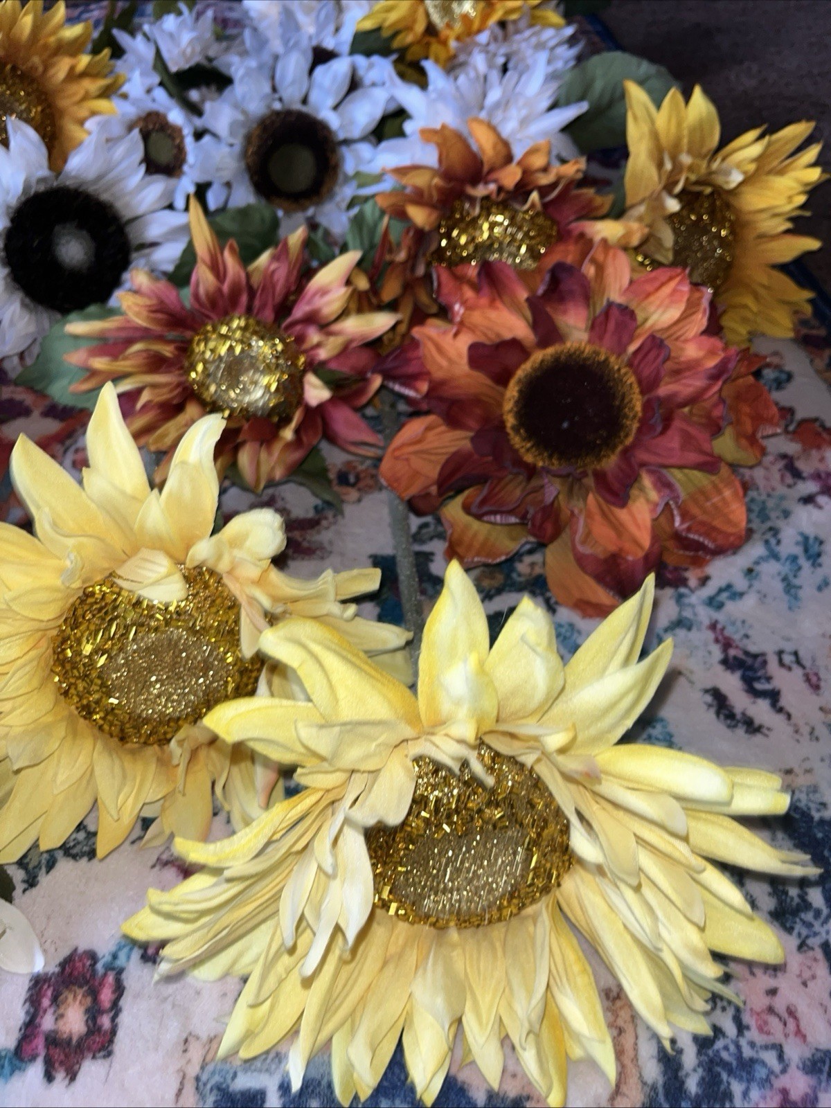 25 Stems Ashland Faux Sunflowers Etc artifical Crafters Fall NWT $230+msrp