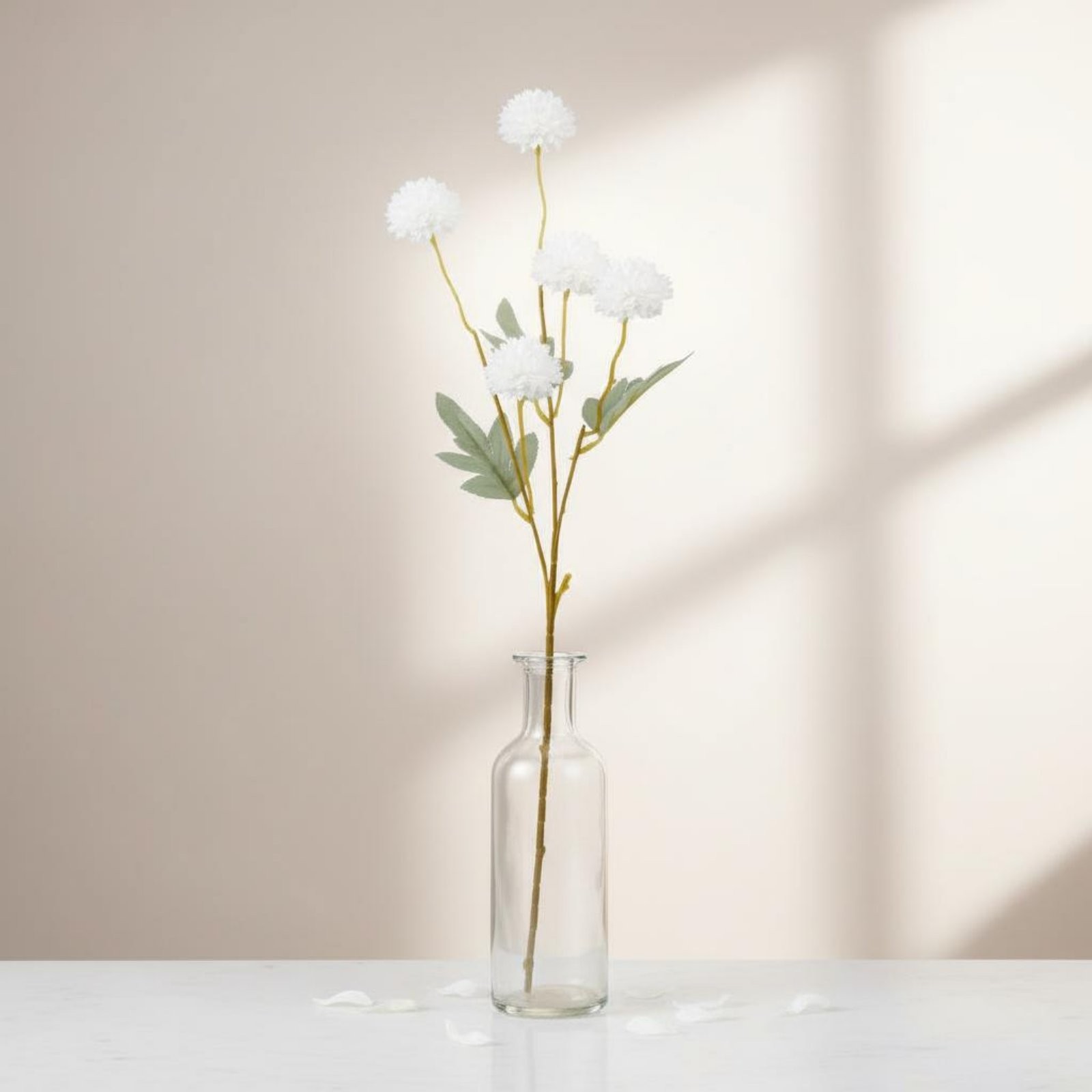 5-Head Chrysanthemum Spray Flexible Stems Artificial Puffball Stem