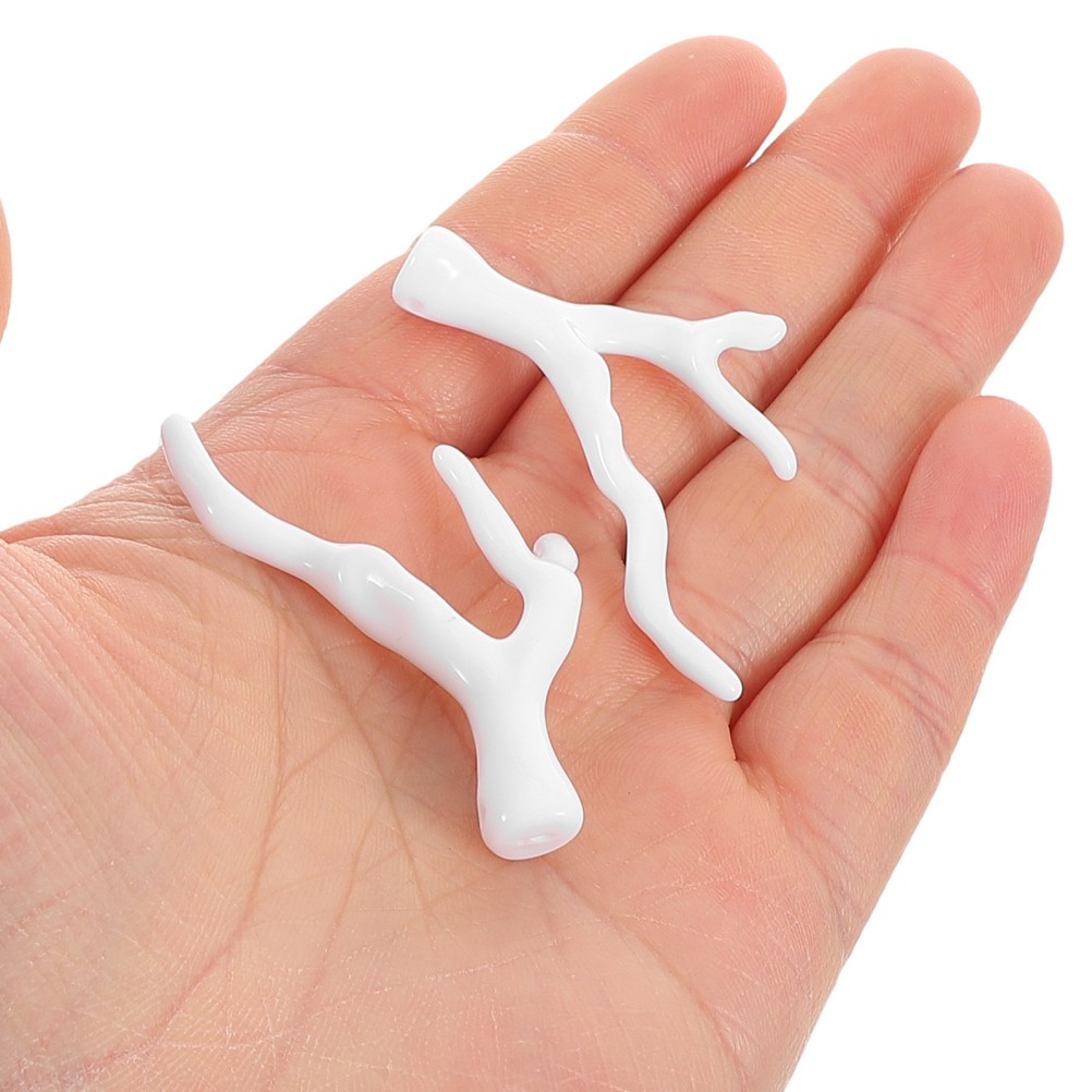 10Pcs Lightweight Acrylic Decorative Coral Branches for Headgear DIY White
