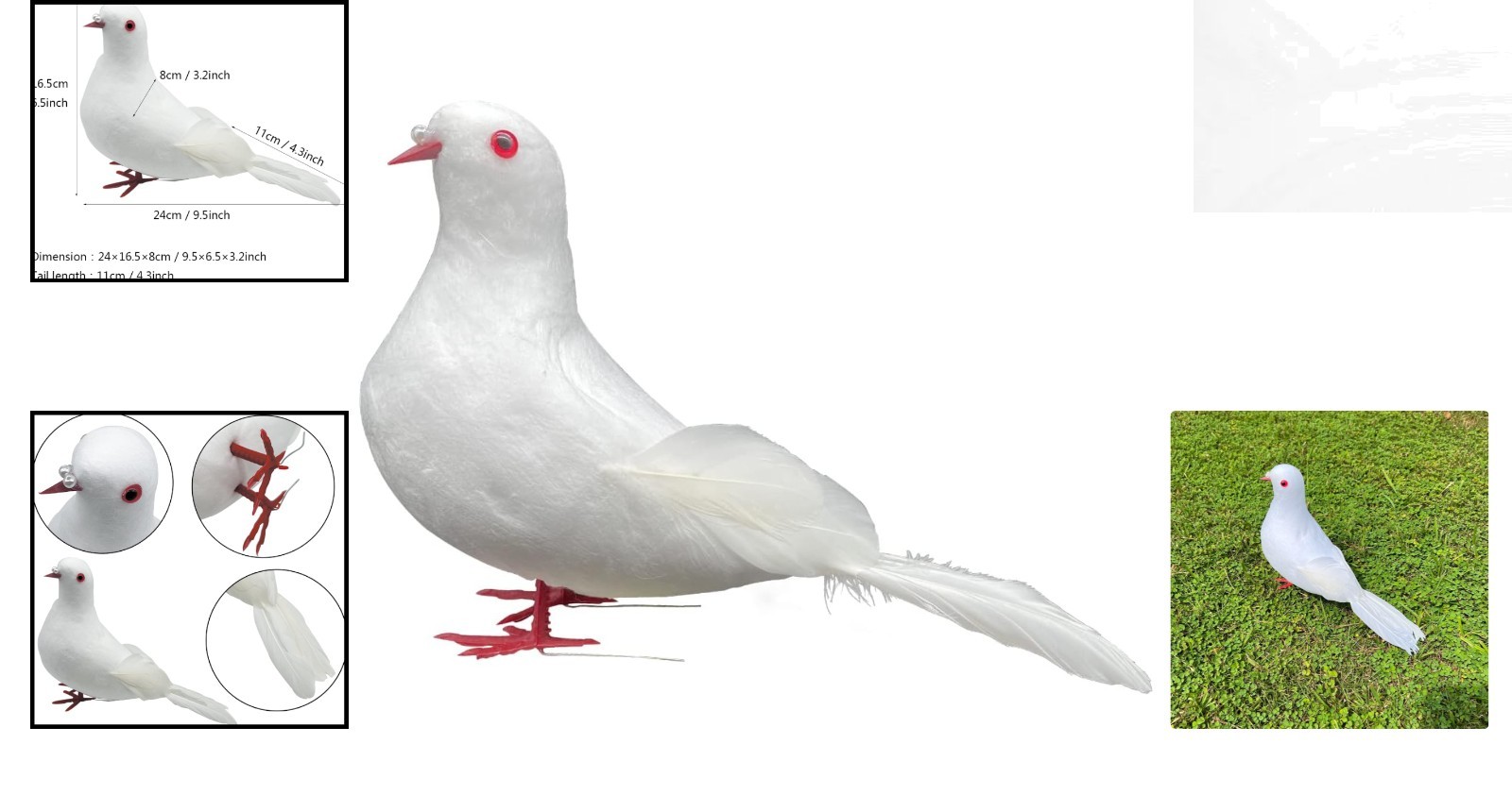 Lifelike 9.5-Inch White Dove – Perfect for Craft, Wedding, & Christmas Decor