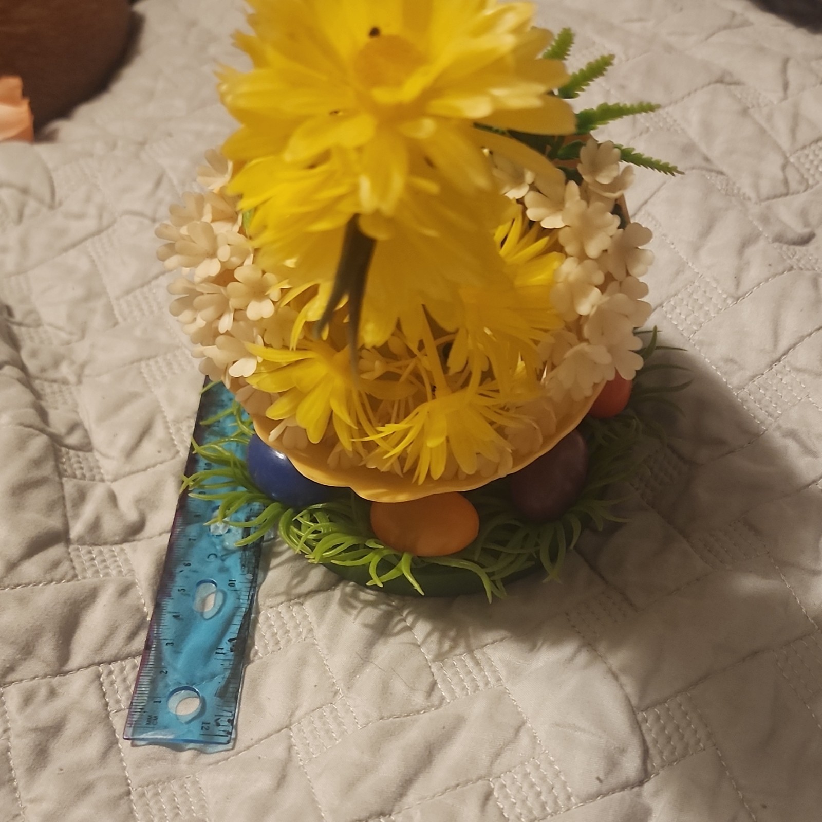 Artificial Yellow White Daisy Easter Floral Arrangement Centerpiece Egg Holder