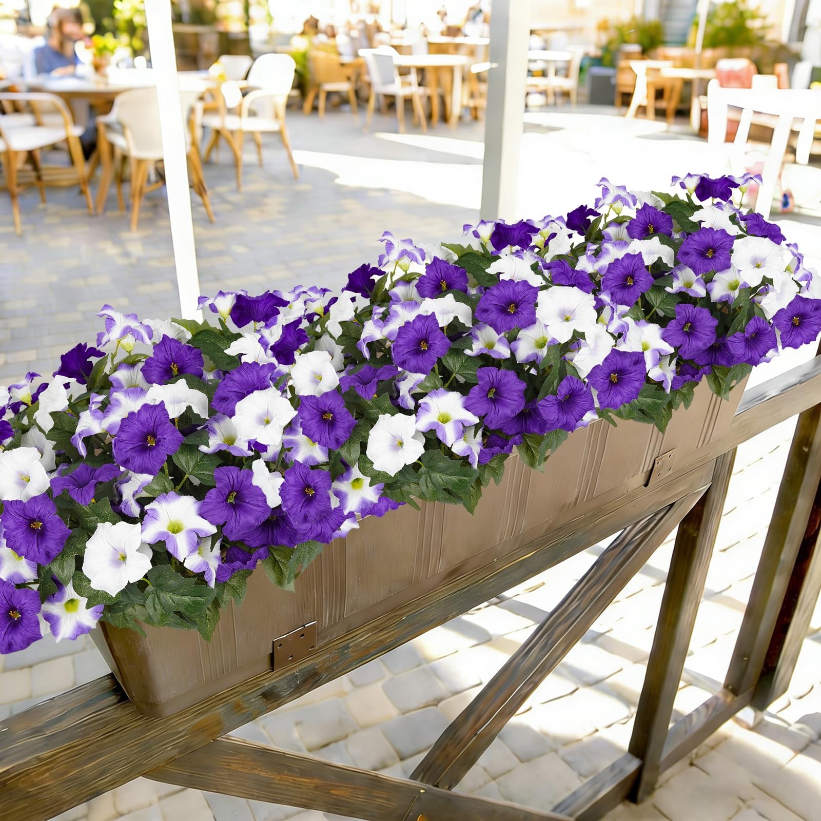 Artificial Flowers for Outdoors, Faux Petunias Spring Summer Decoration, Fake…
