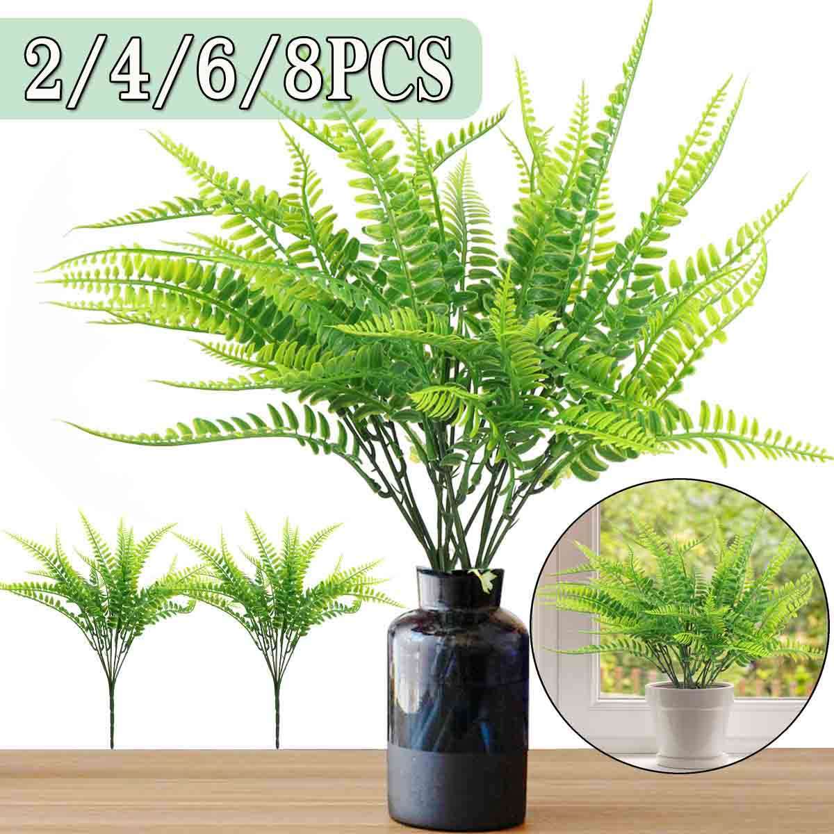 2~8PCS Artificial Fake Boston Fern Plants Bushes Ferns Indoor Outdoor Home Decor