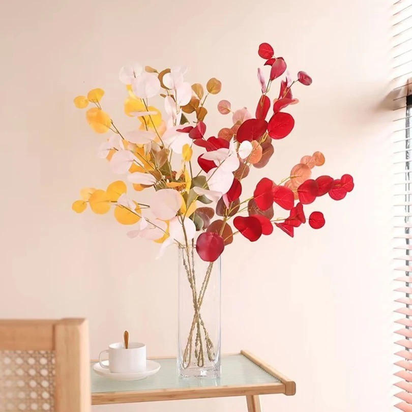 Artificial Eucalyptus Long Stem Leaves Money Plant Wall Home Wedding Decor