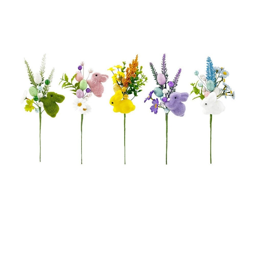 Easter Spring for Decor with Bunny Motif Fabric Flowers for Table Centerpiece