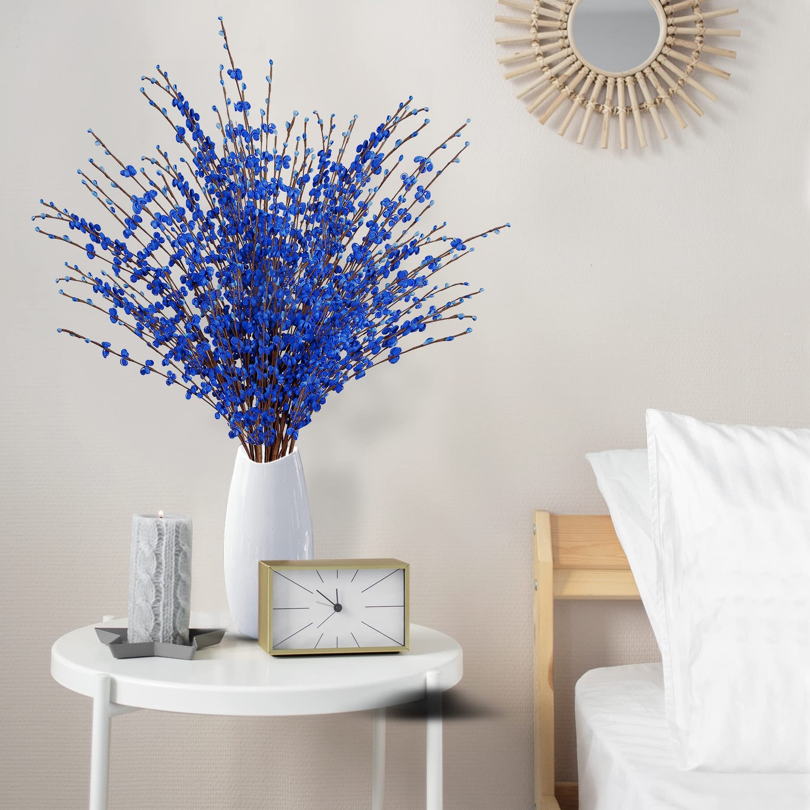10 PCS 29.5 Inch Long Artificial Jasmine Flowers Blue Fake Bouquet Decor