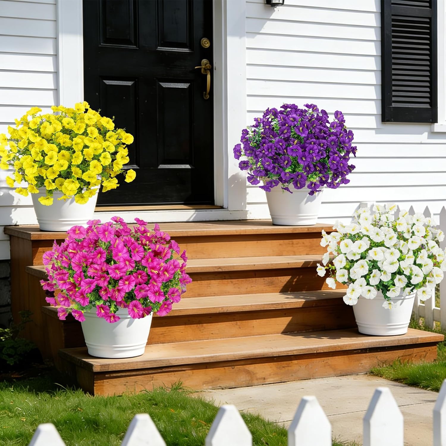 16× Artificial Flowers Realistic Fake Silk Morning Glory Outdoor UV Resistant US