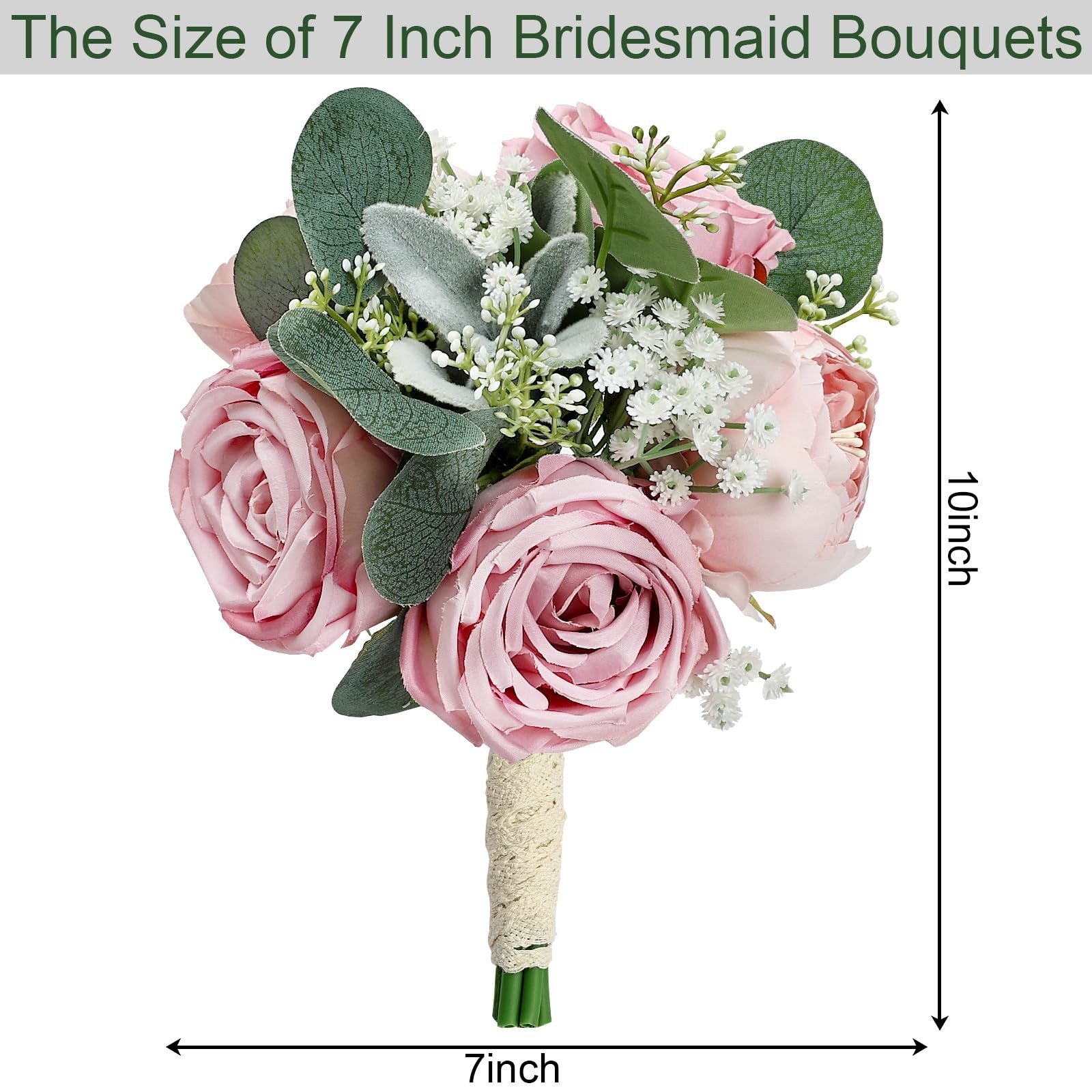 2 PCS Dusty Pink Peony Rose Bridesmaid Bouquet Wedding Bridal Shower Decor