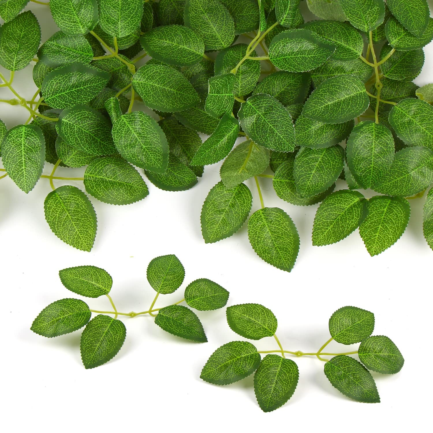 60 Pcs Artificial Green Leaves Rose Fake Leaves for DIY Crafts Wedding Birthday