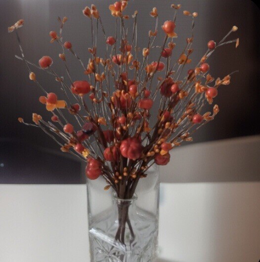 6 PCS Artificial Berry PumpkinStem Orange RedBerry Pick Autumn Vase Not Included