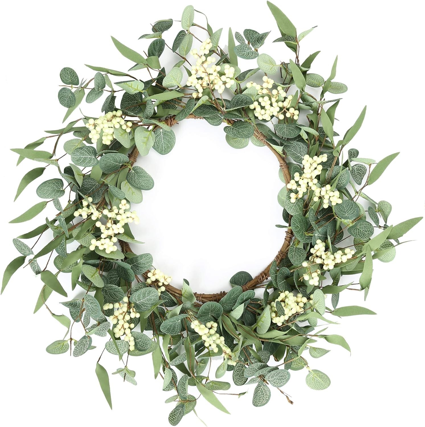 Seasonal Ready 20” Eucalyptus Wreath with Lifelike Design – Elegant Home Accent