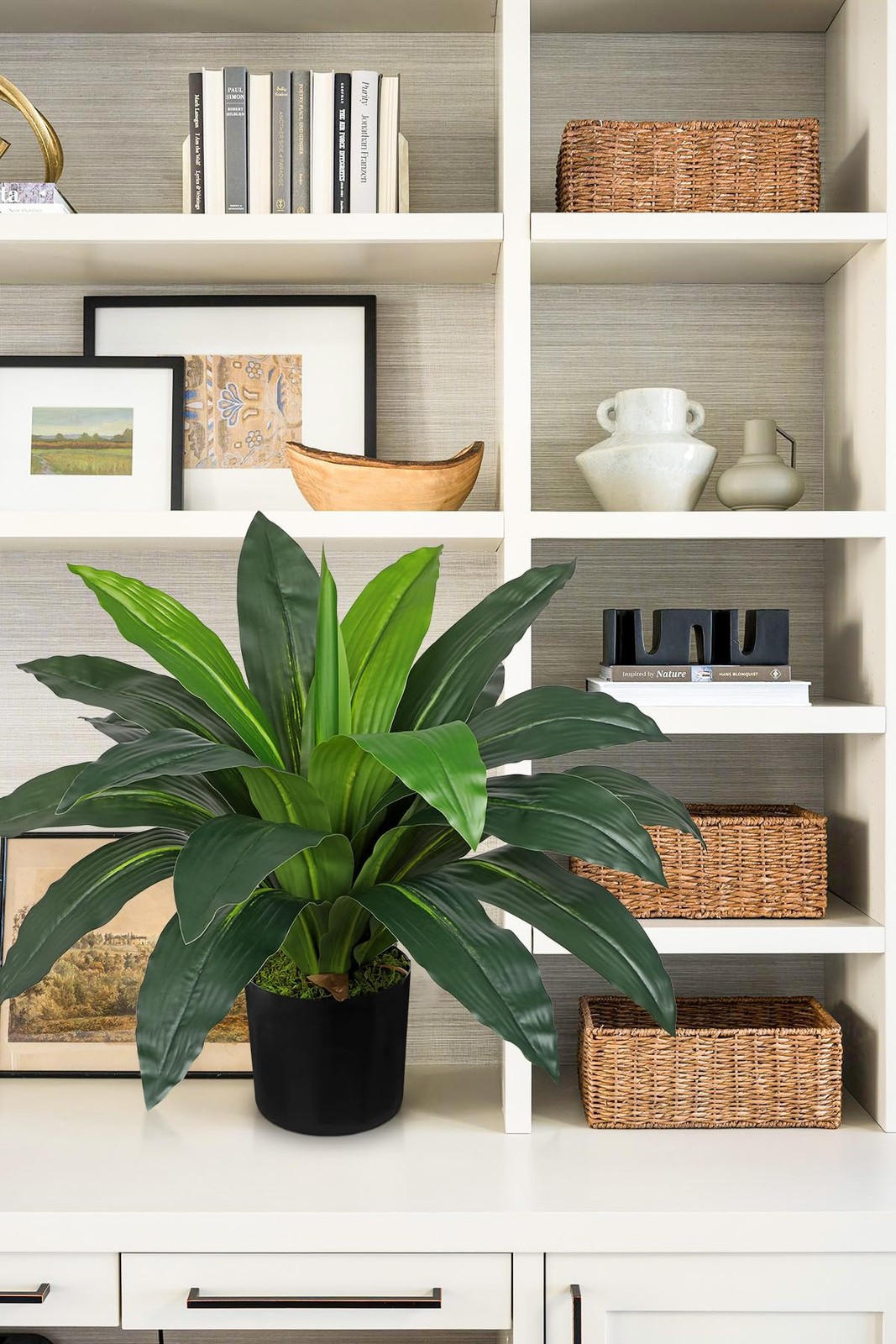 Faux Plants 17 Inch Dracaena Artificial Indoor Yucca Potted 19 Leaves 1 PC