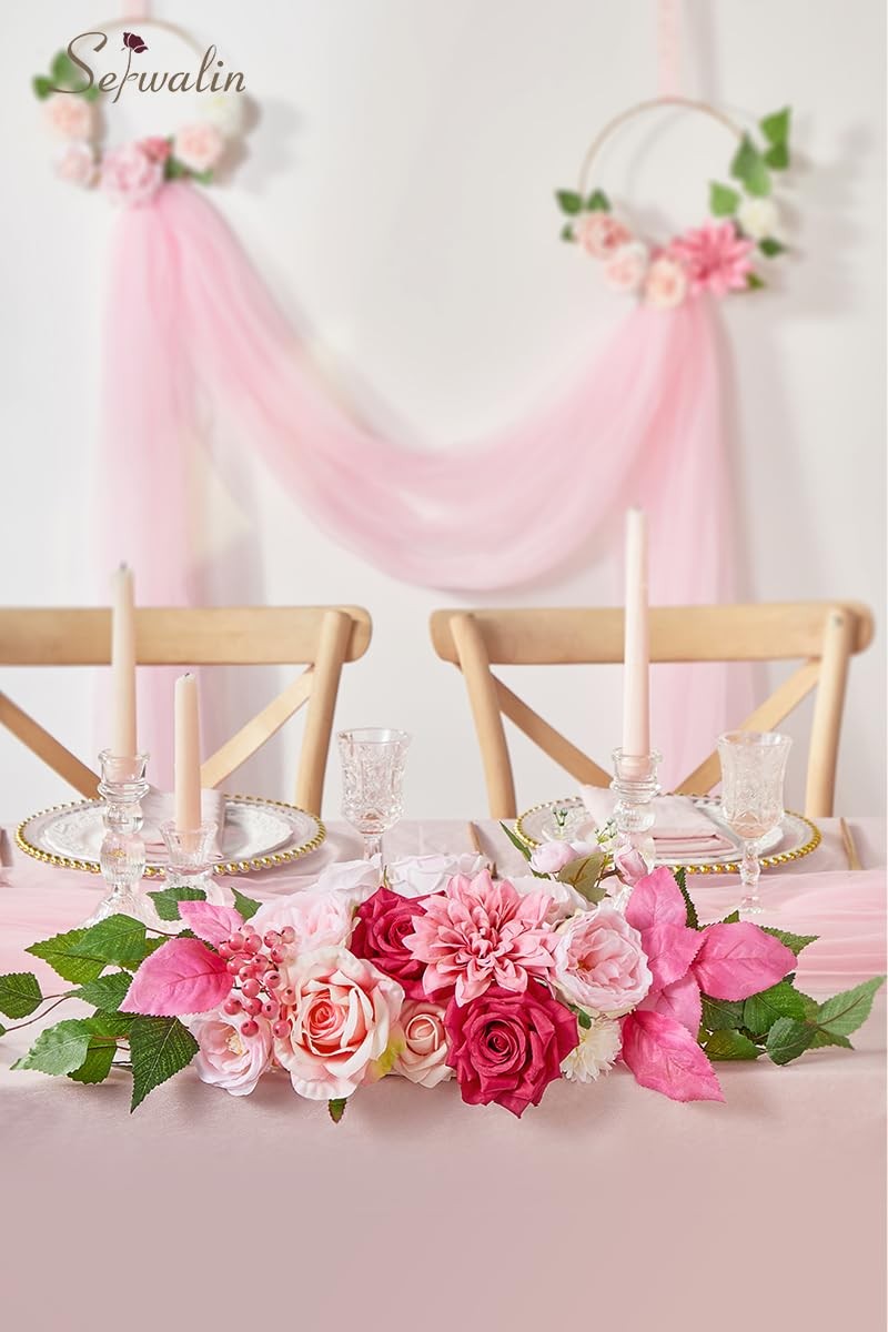 Artificial Hot Pink Silk Flowers for Home Decor – DIY & Wedding Flowers – Tab…
