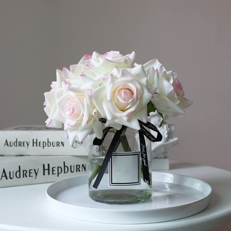 6 pcs Artificial Rose Flowers Real Touch Silk Rose 10.2 inch Single Stem Rose…