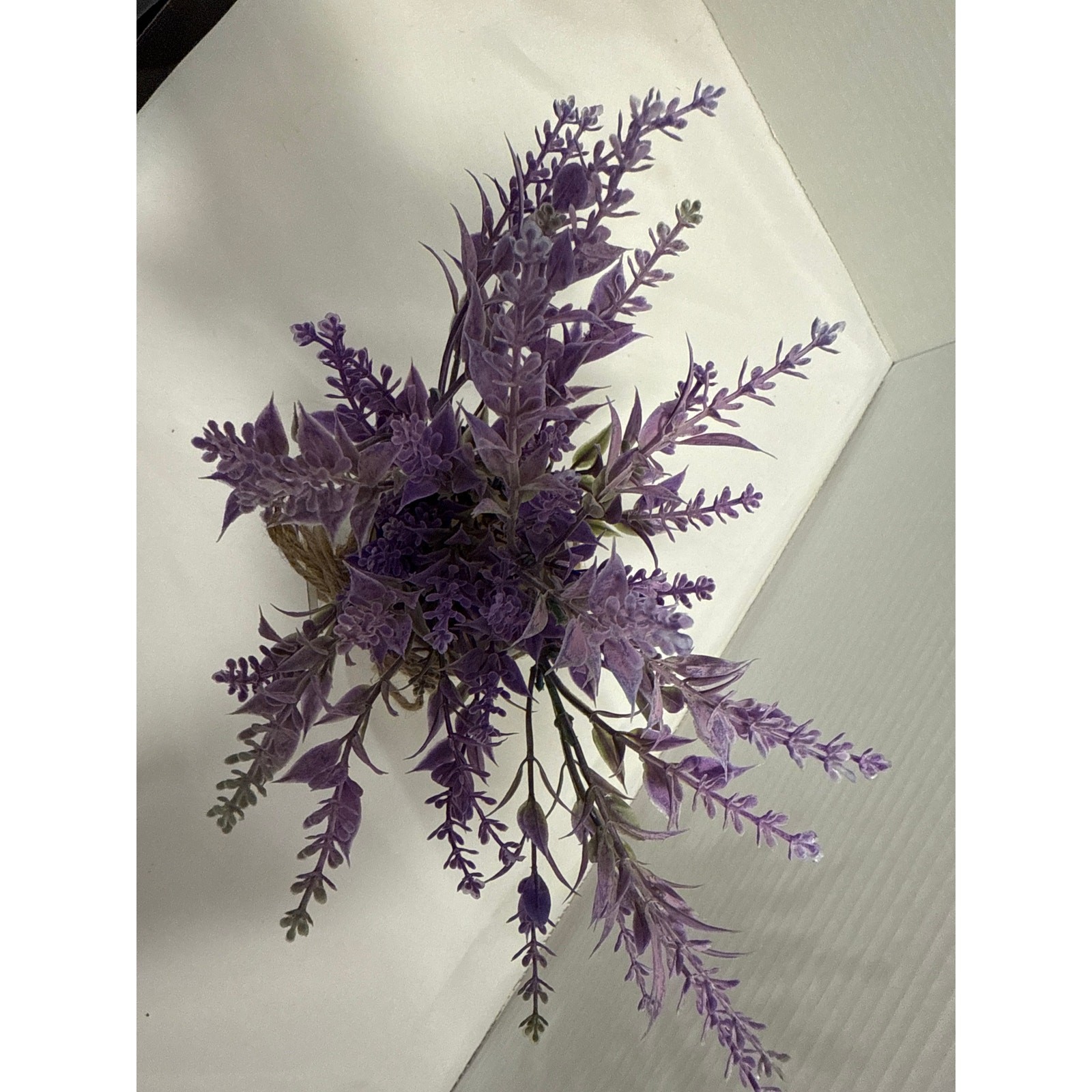 French Country Mason Jar filled with Faux Lavendar, Table Decor, Shabby Chic