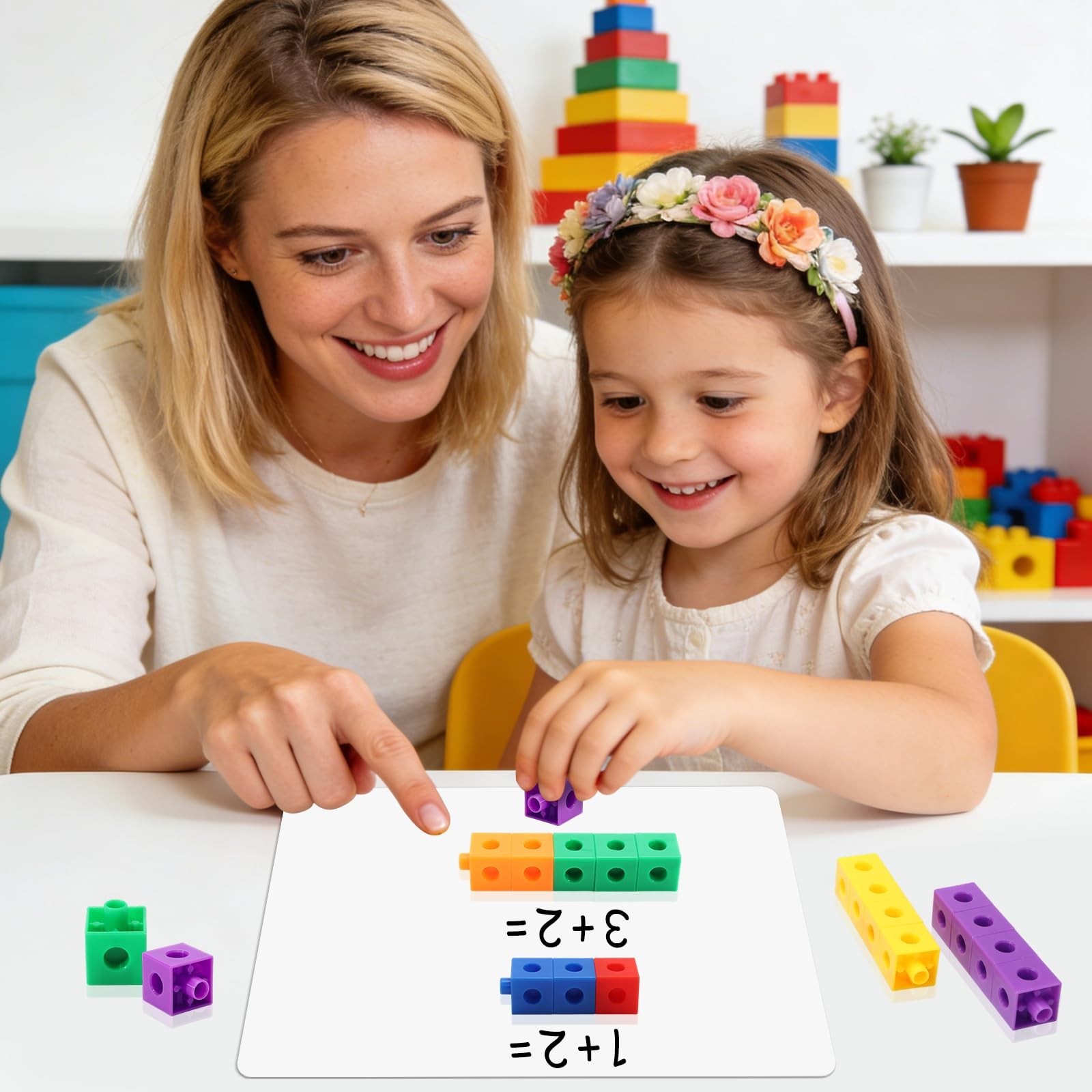 100 Pcs Math Linking Cubes – 10 Colors Connecting Counting Multicolor