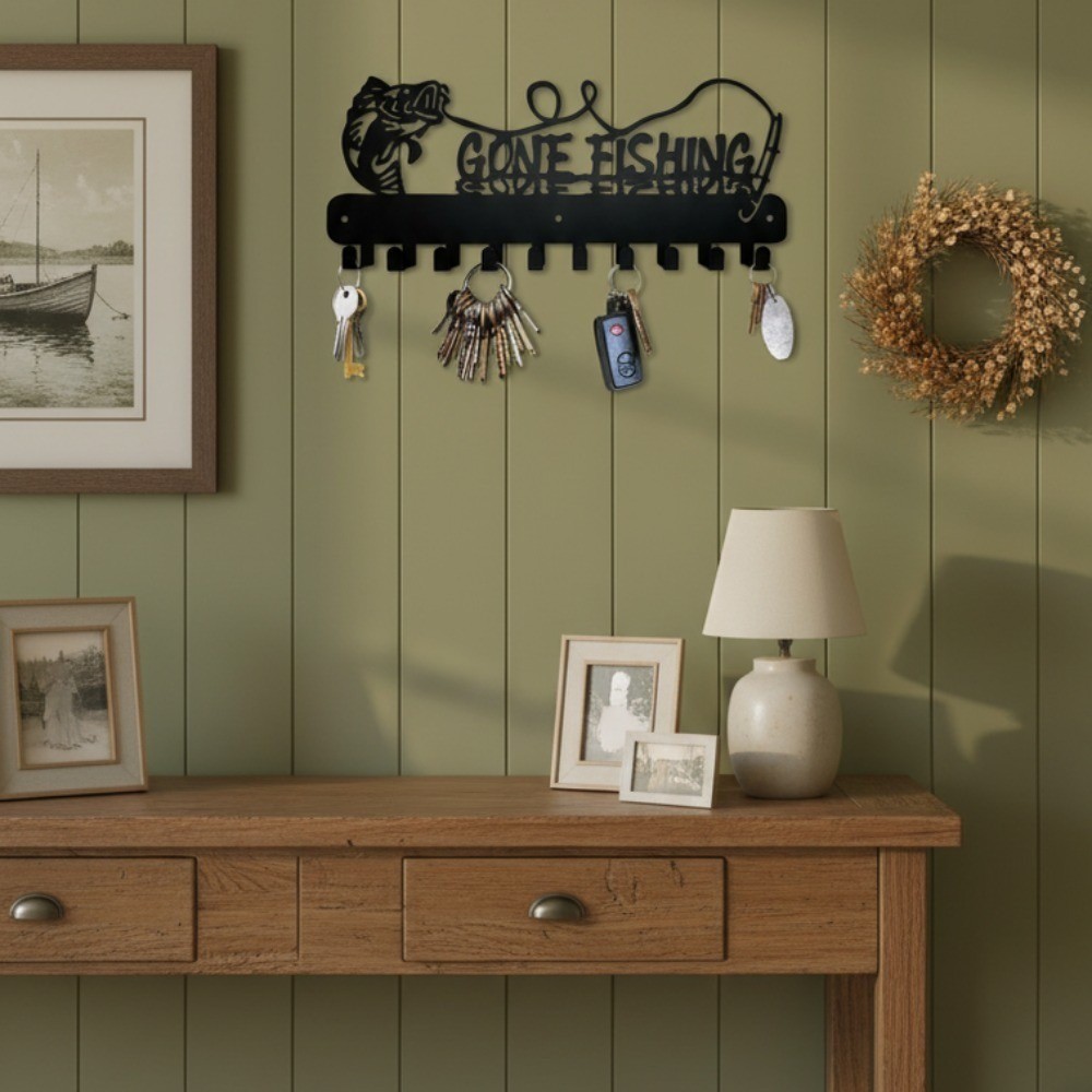 CIFbuy Iron Wall Key Holder Shelf Hook – Black Entryway Hanging Organizer Decor