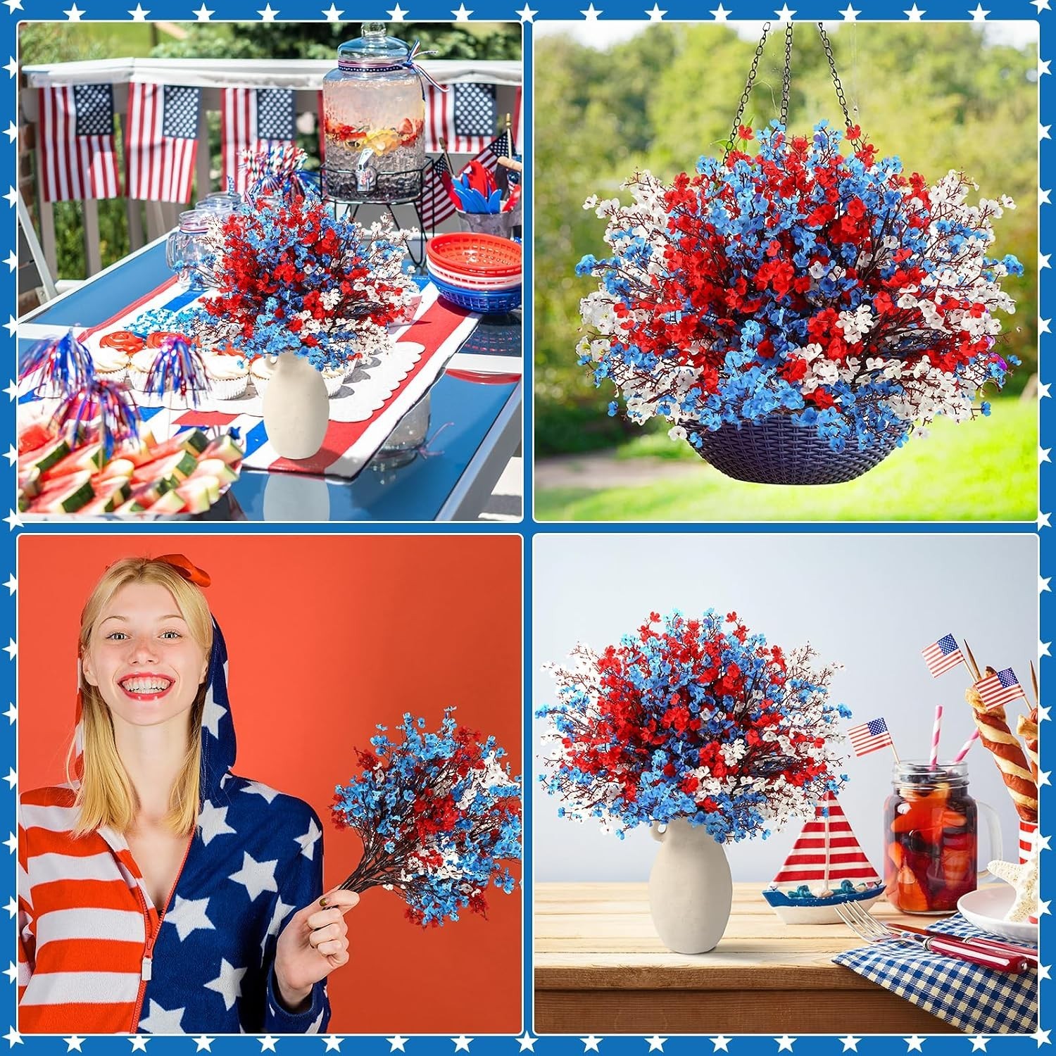 Elegant Red Blue White Veterans Memorial Decor