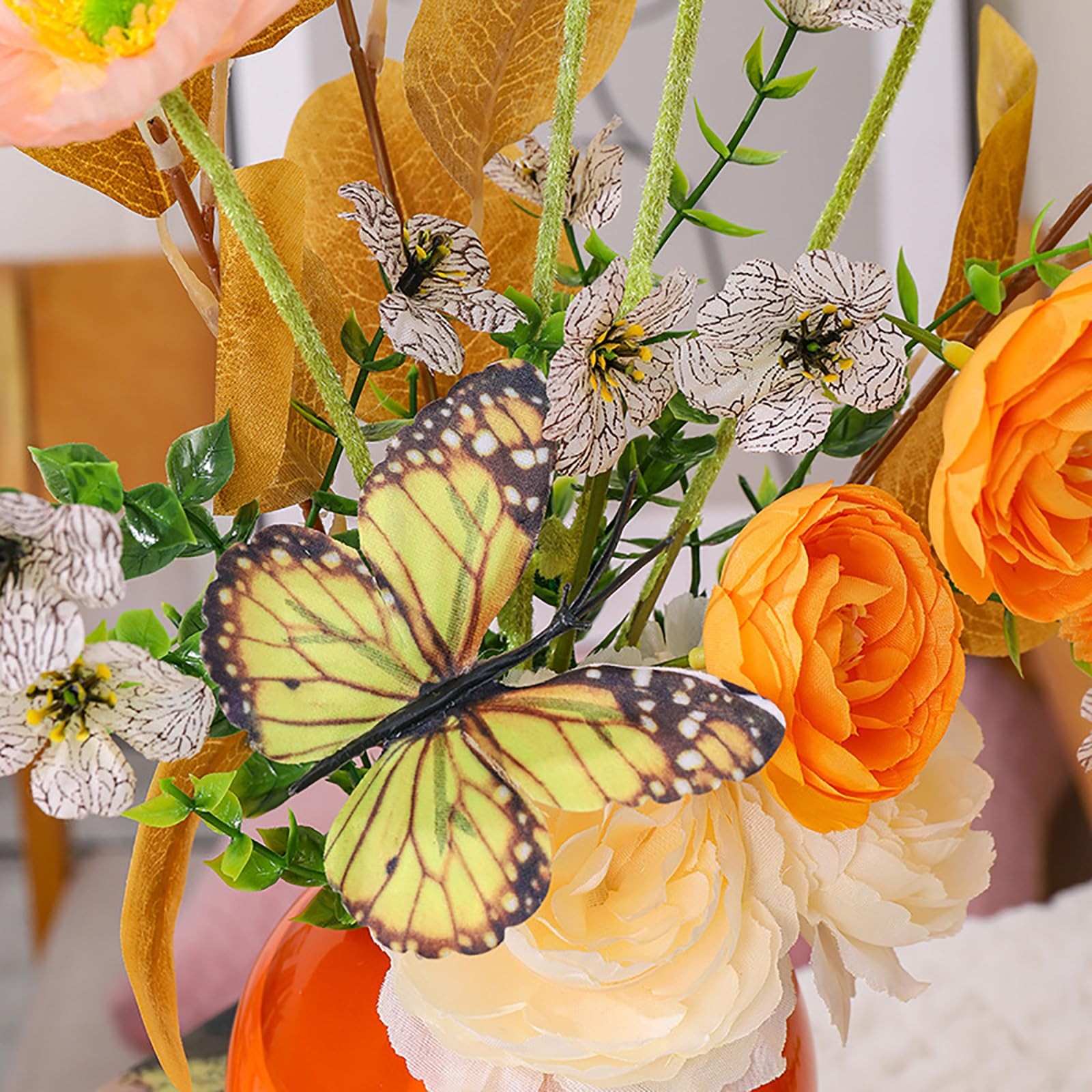 Artificial Flowers with Ceramic Vase, Fake Flowers for Home and Office Decor,…