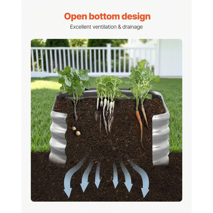 Metal Raised Garden Bed 6 X 3 1 Ft Outdoor Galvanized Planter Box Open Bottom