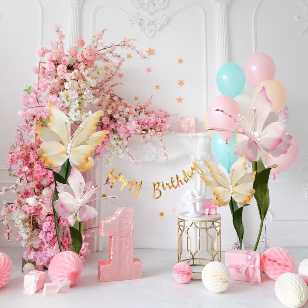 Set of 4 Giant Artificial Butterfly Flowers Wedding Decorations for Reception…