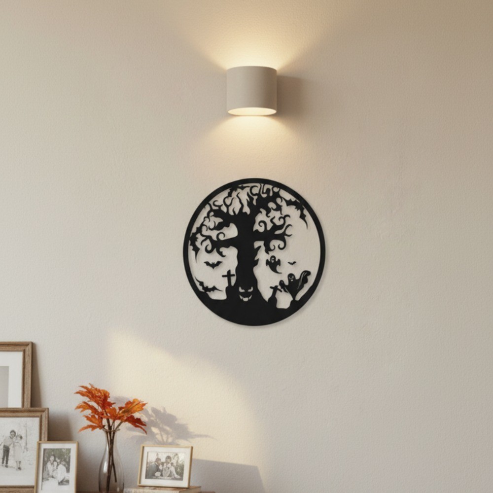 Gothic Halloween Black Iron Tree Wall Art – Spooky Living Room Outdoor Decor