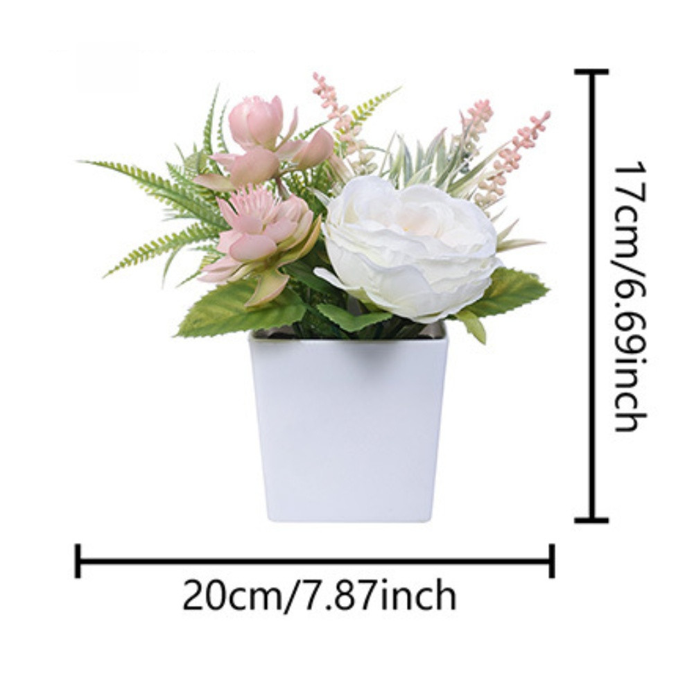For Home Office Decorative Plant with Lavender Roses in Neutral Tone Pot