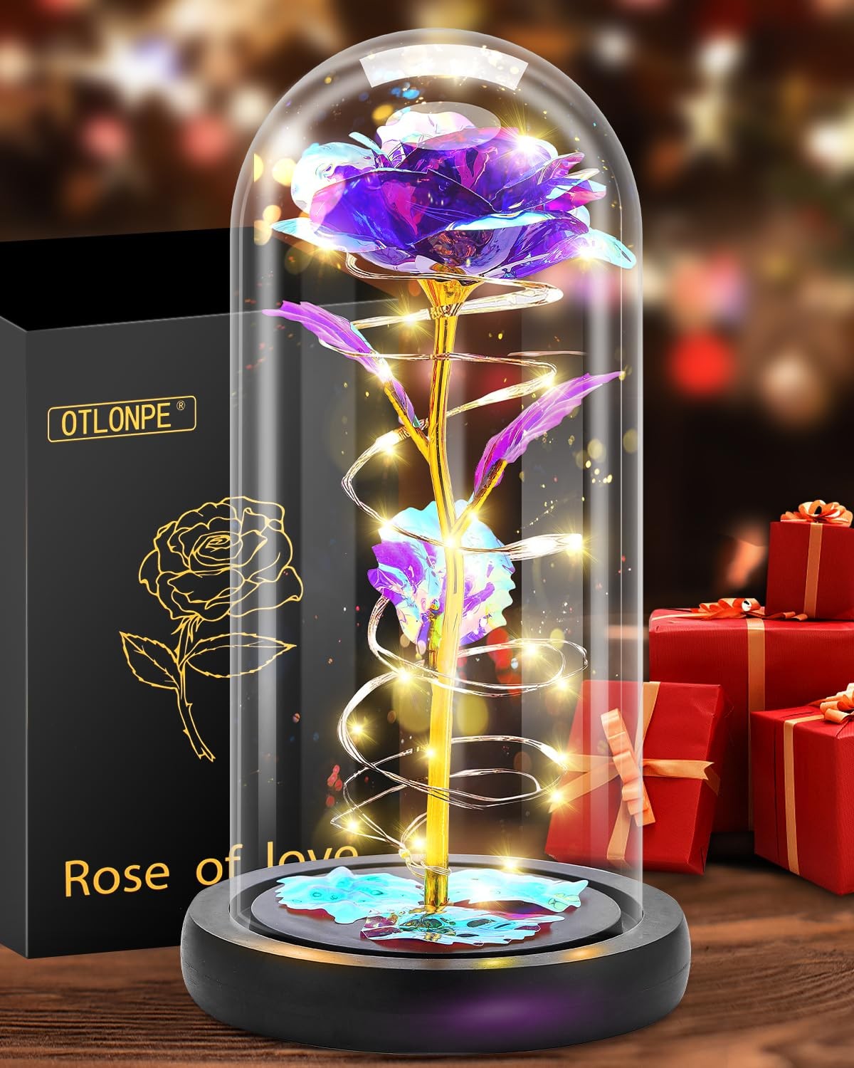 Otlonpe Preserved Artificial Rose Flower Lamp, Forever Women Gifts for Birthd…