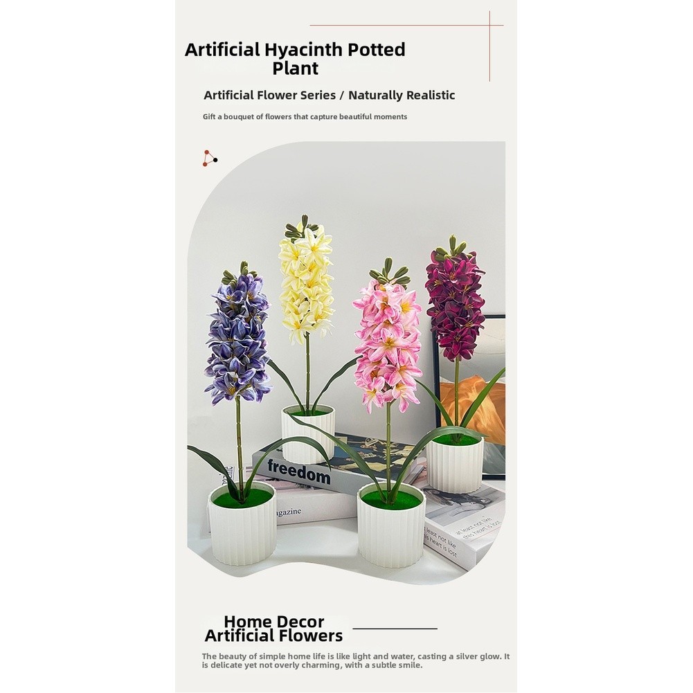 Hyacinth Floral Decor in Pot for Table Centerpiece For Home Office Use