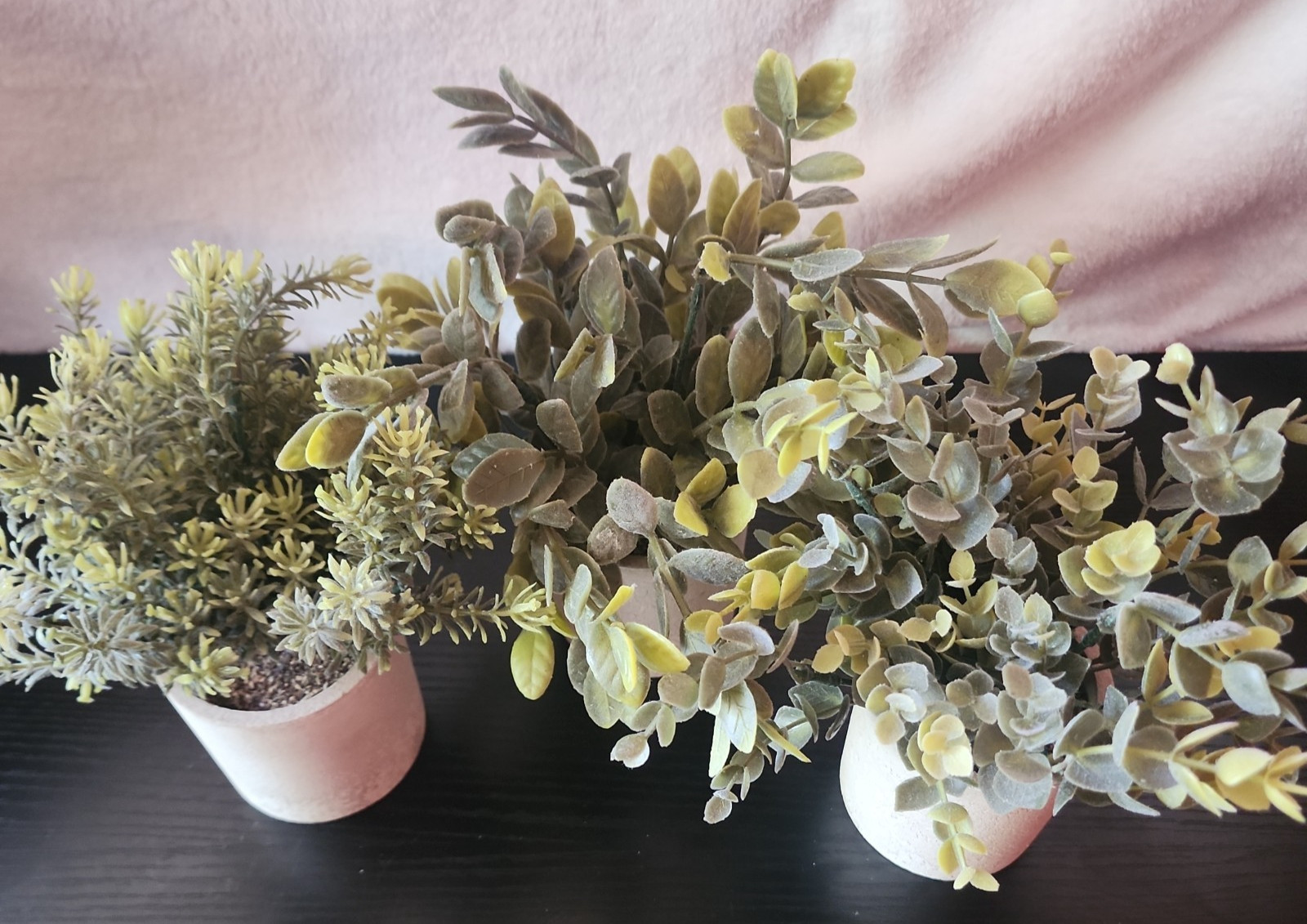 Der Rose 3 Pack Mini Artificial Plants & Pots Decor Eucalyptus Rosemary Boxwood