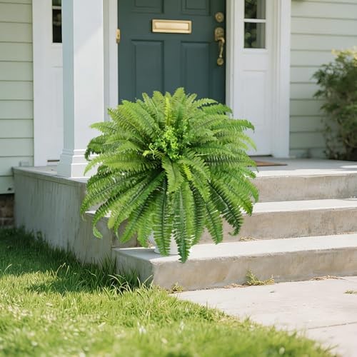 Fake Ferns, Artificial Ferns for Outdoors large, 2 Packs 45in Faux Fern