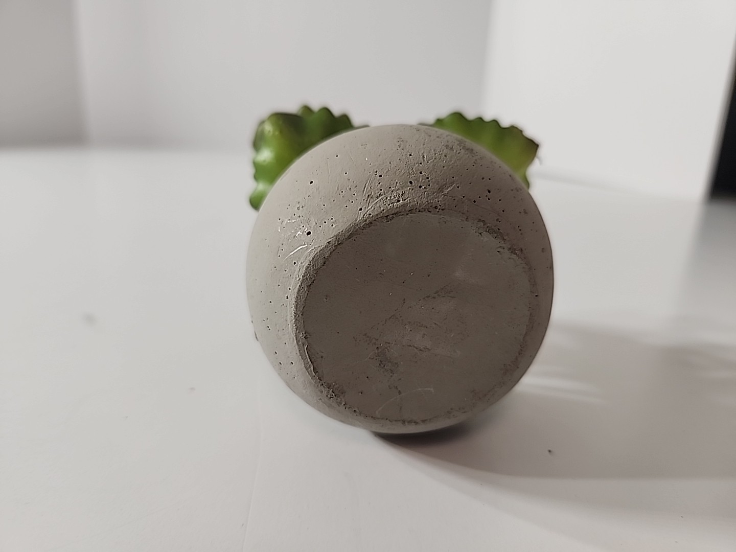 Tiny Articifial House Plant. 4 Inches Tall. Concrete Style Pot.