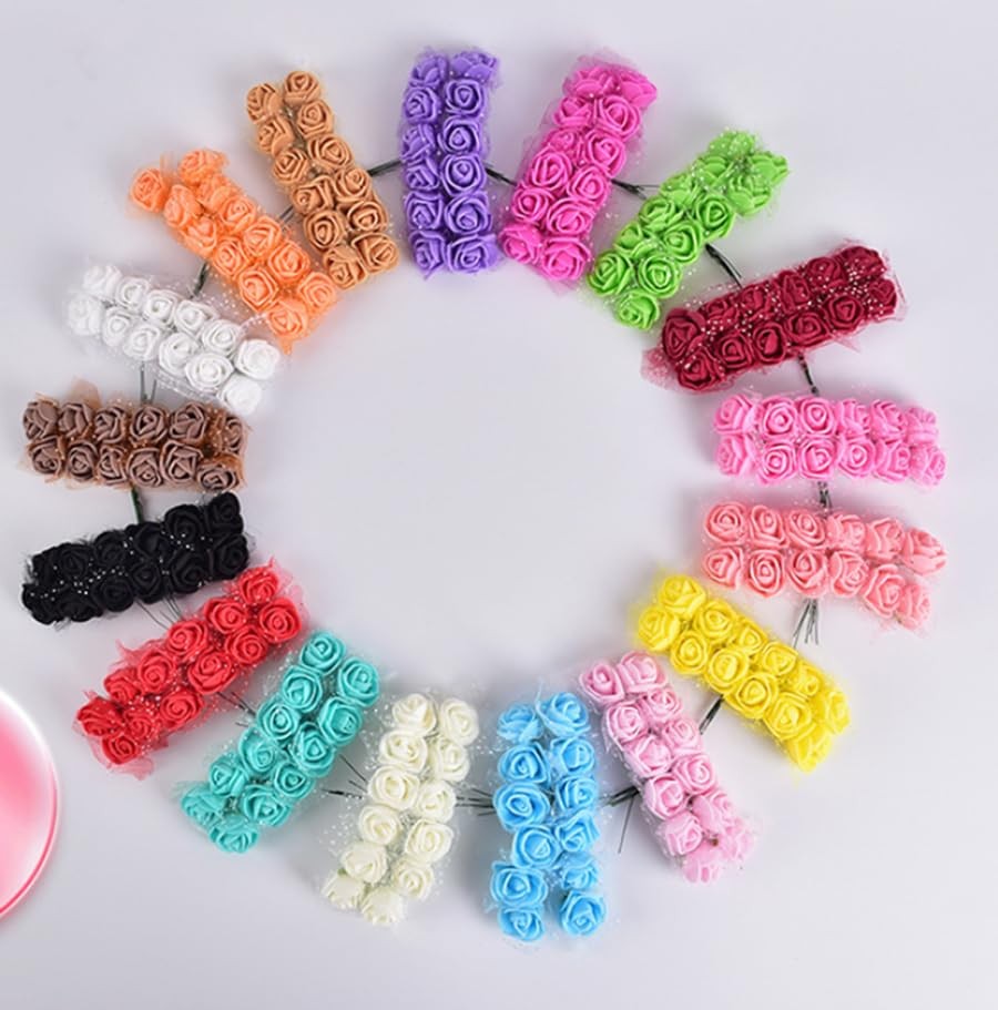 144pcs Mini Artificial Rose Flower Heads and Soft Stem,25mm PE Tiny Rose add …