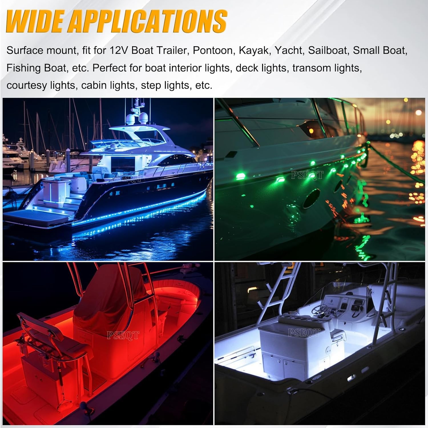 6Pcs RGBW LED Boat Courtesy Lights 3.8″ Oval Waterproof Marine Deck Lights