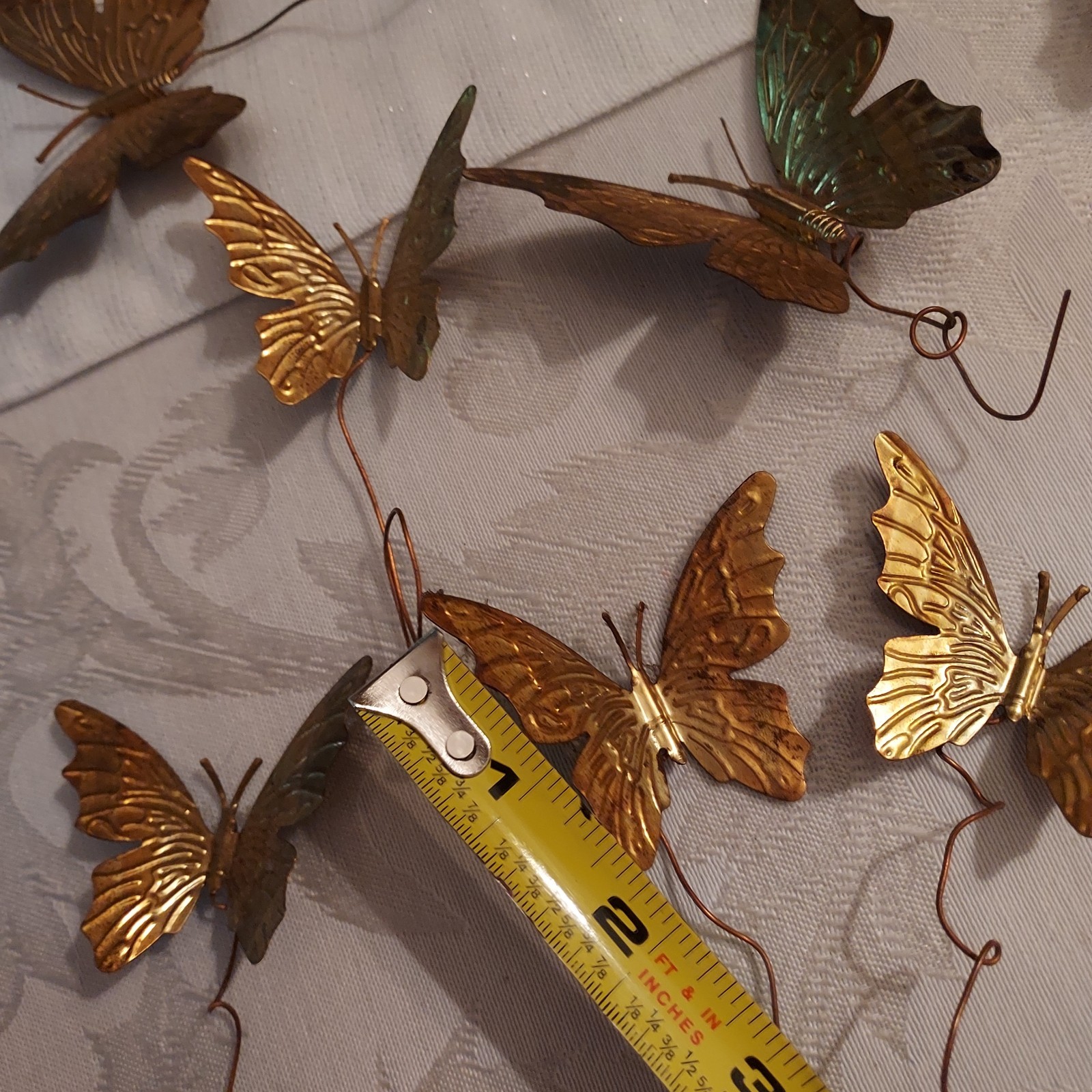 Vintage Gold Brass Color Metal Butterfly Wired Tie Ons Floral Decor Qty of 12