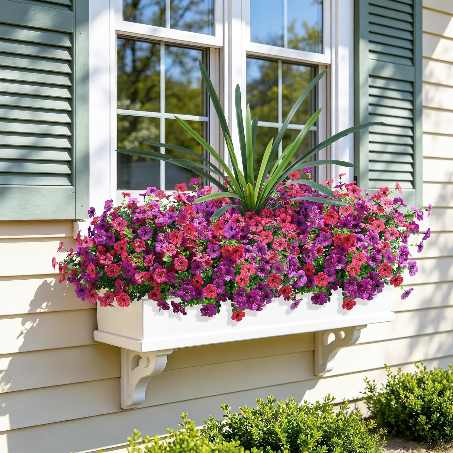 UV Resistant Artificial Outdoor Flowers – 12 Bundles of Silk Daisies & Eucalyptu