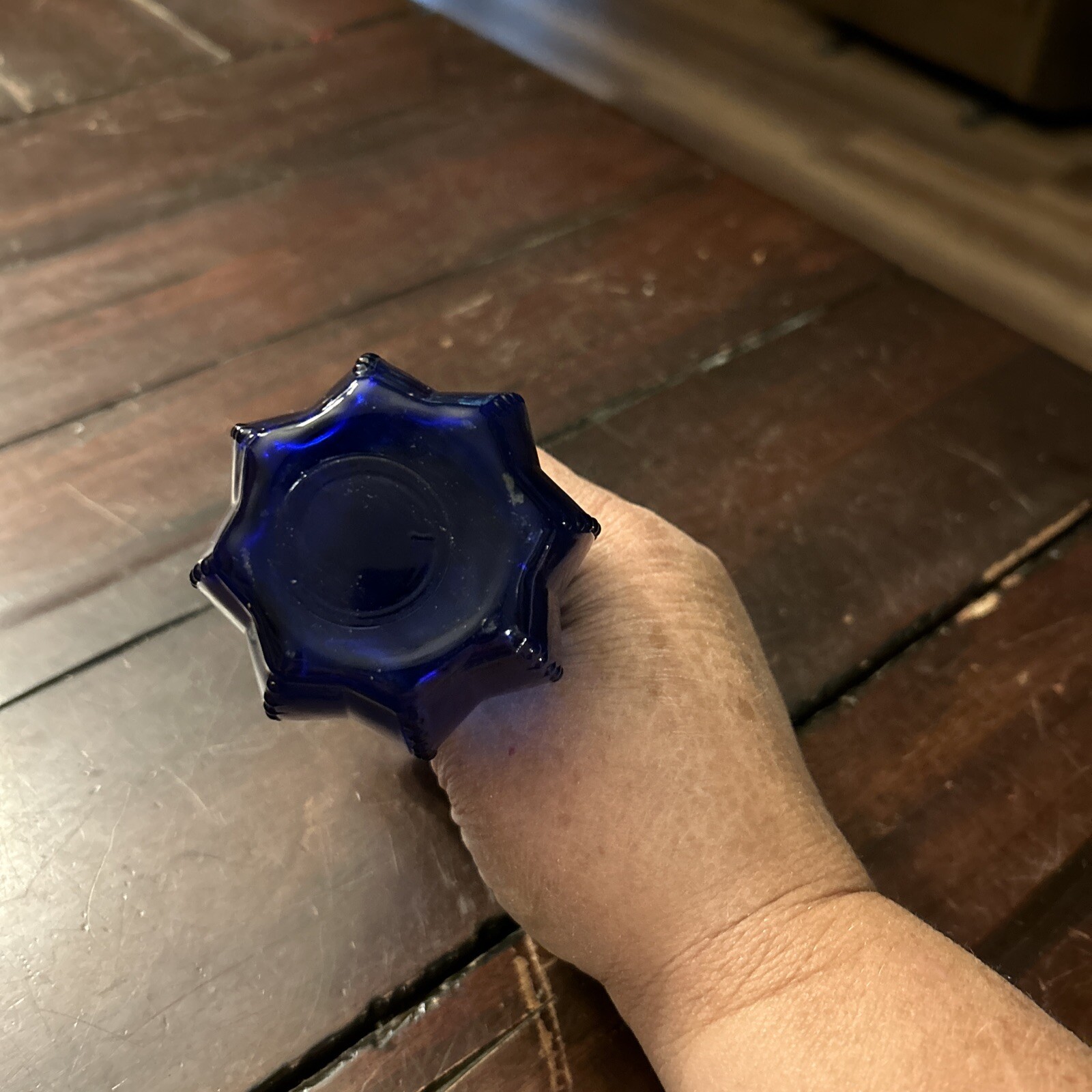 Blue Glass Vase with Decorative Tiny Vertical Glass Beading 5″