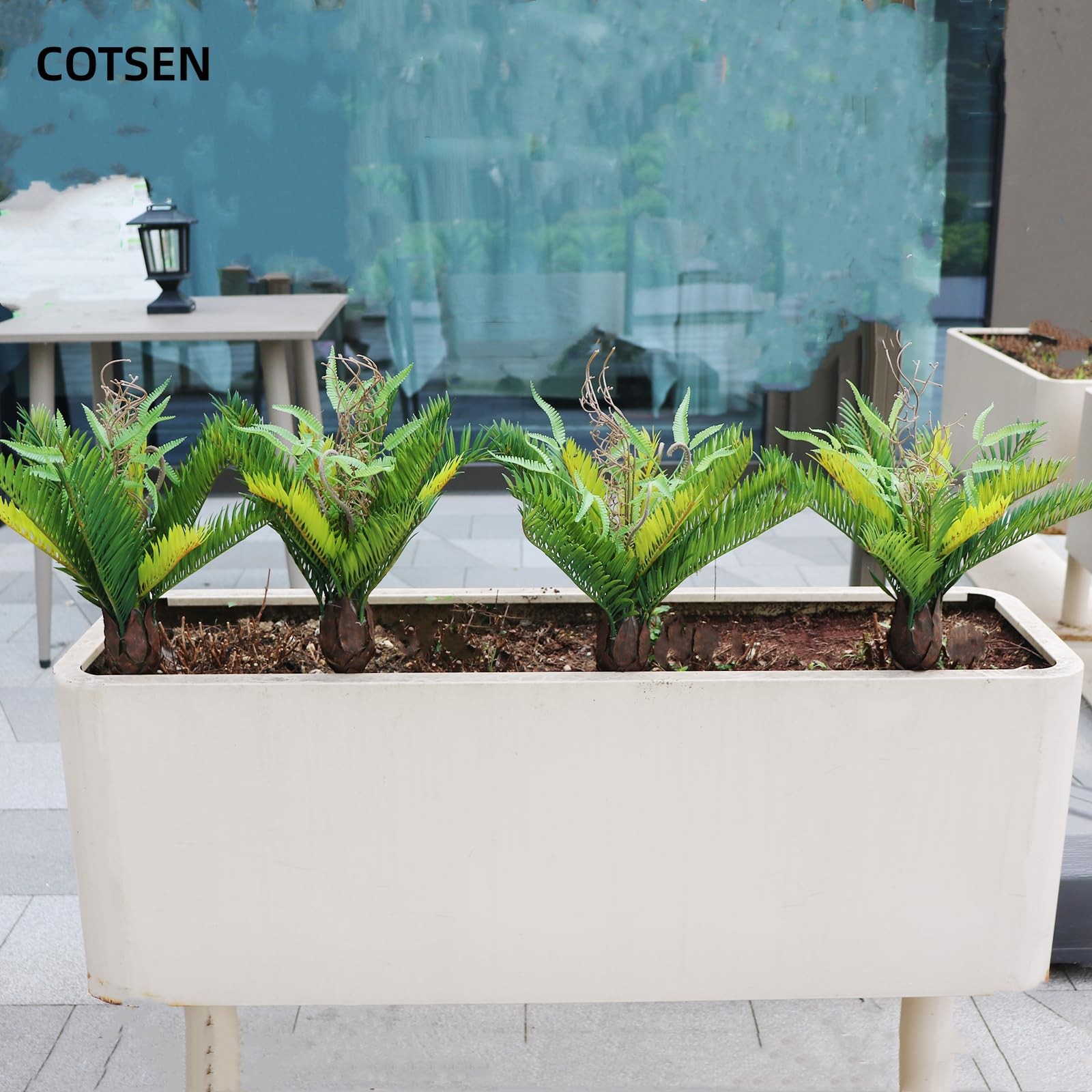 Artificial Cycad Plants 13.8 Inch Fake Succulents Unpotted Office Decor 2 PCS
