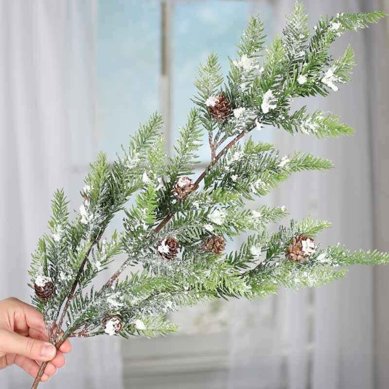 35-3/4″ Sparkling Snowy Artificial Hemlock Pine Spray