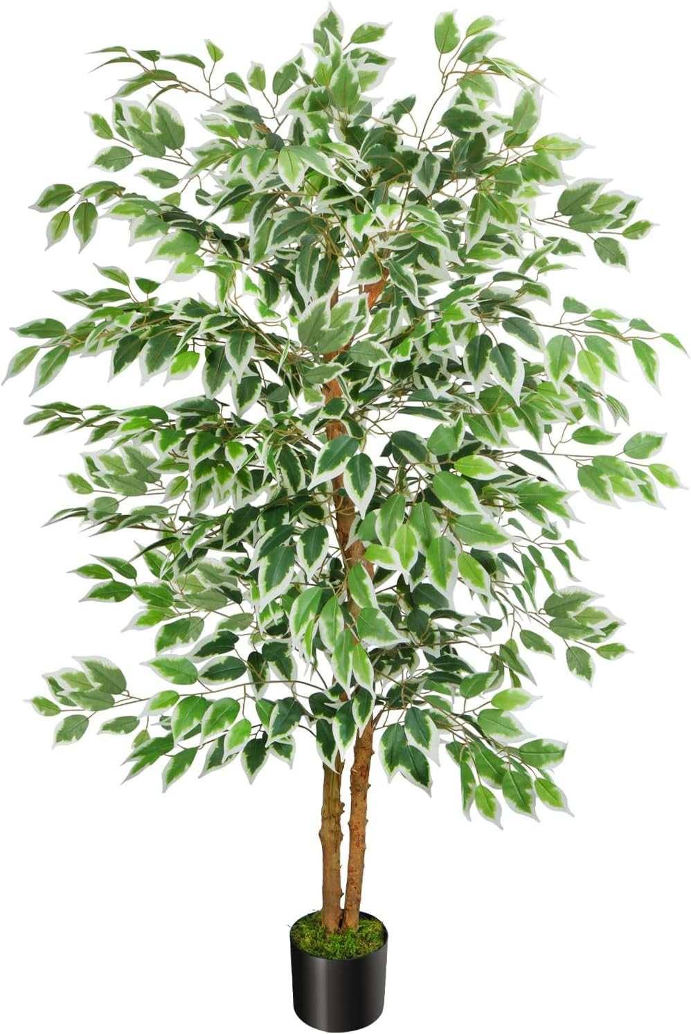 6Ft Ficus Artificial Tree, Tall Faux Trees Indoor with Natural Trunk and Fake Si