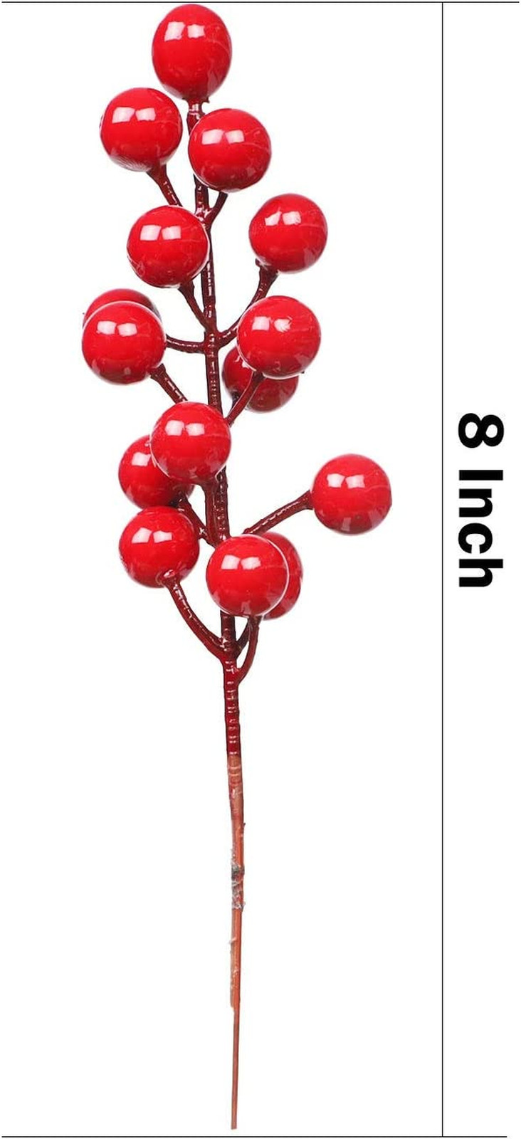 48 Pack Red Berry Stems, 8 Inch Artificial Berries Decor for Christmas Tree Pick