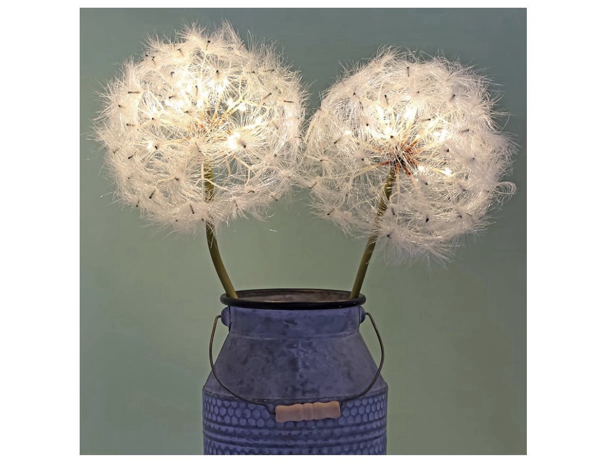 Artificial Dandelion Flower with LED Light, 2 Pack