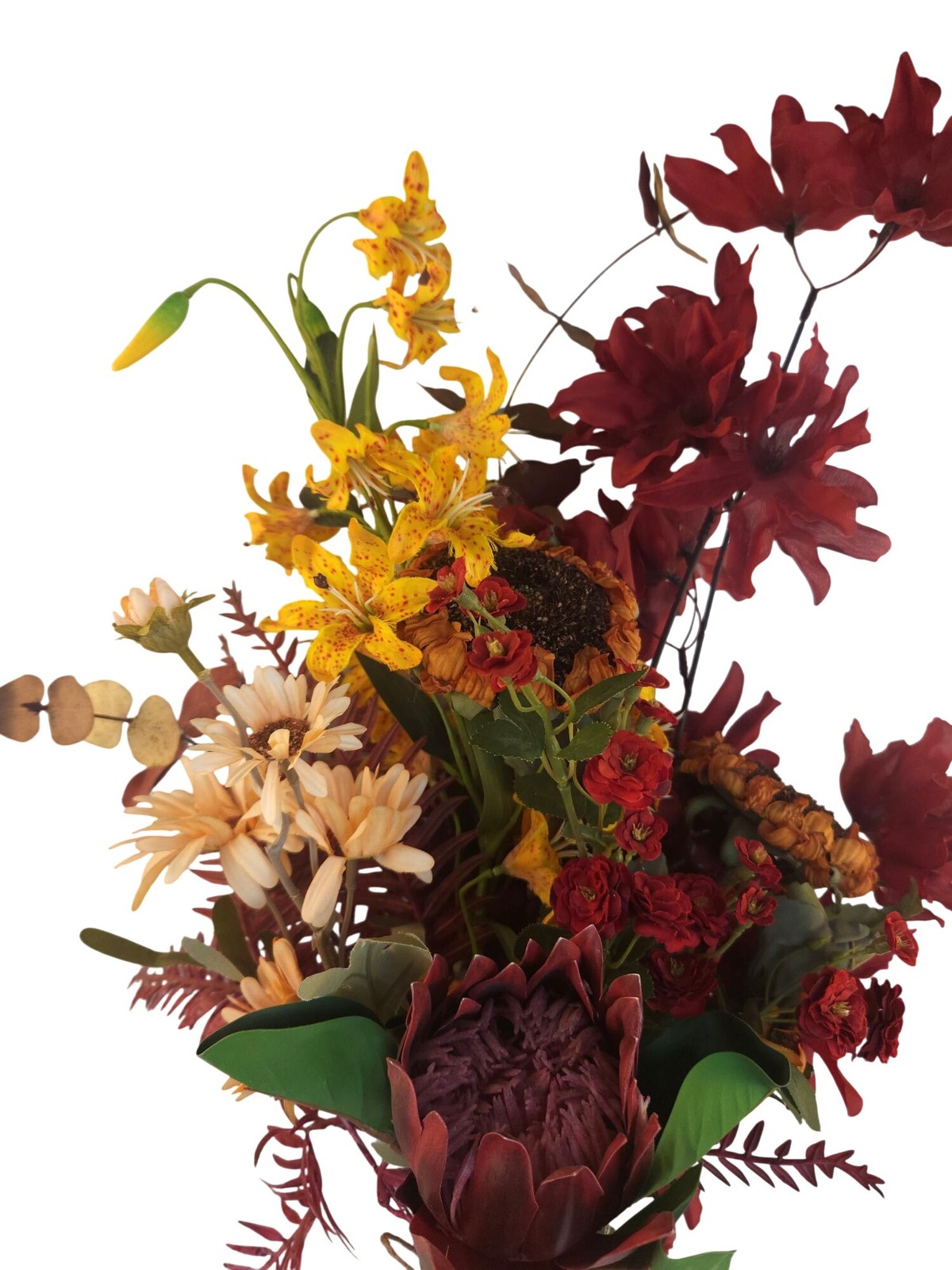 Artificial Mixed Floral Bouquet With Sunflowers Protea Lily & Daisies 20-25 Inch
