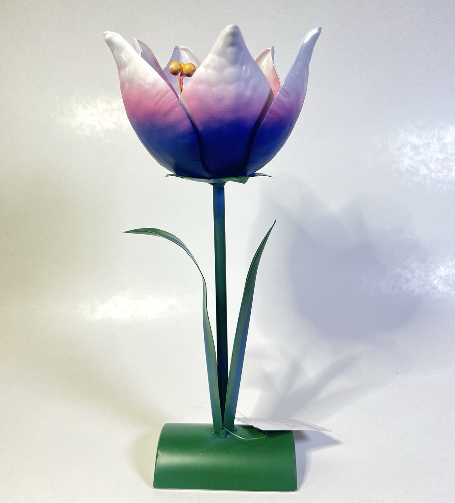 Large Metal Flower Sculpture Tabletop Decor Purple Pink Spring Centerpiece