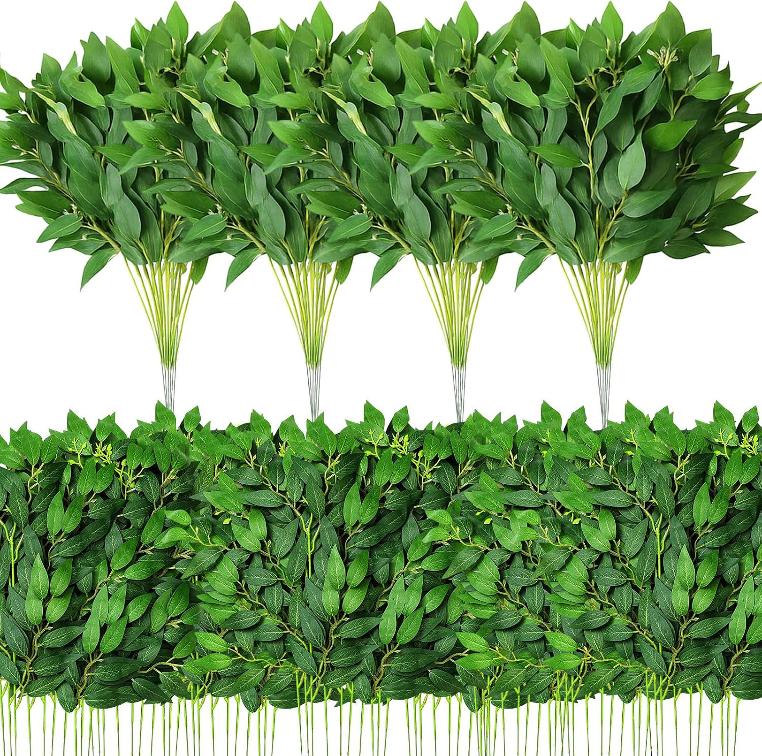 80 Pcs Italian Ruscus Greenery Stems Bulk 21.6” Artificial Faux Silk Greenery L