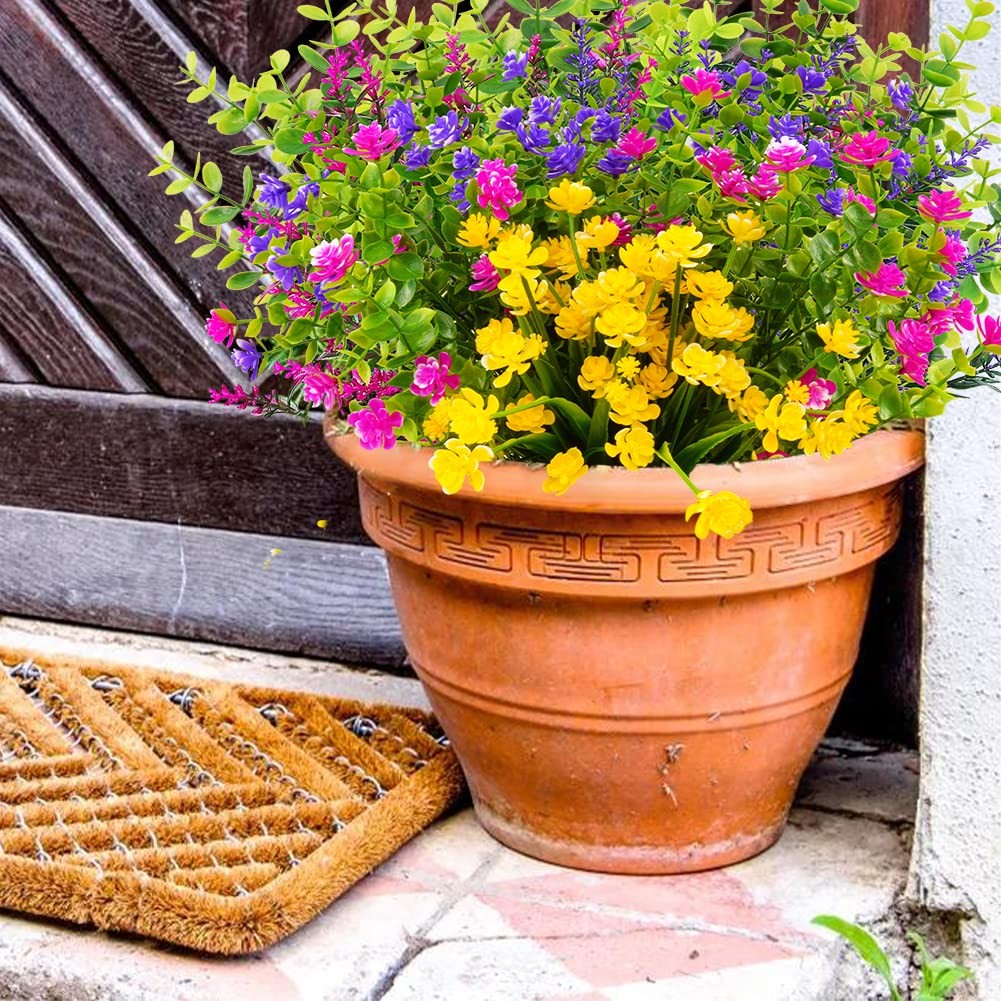 12 Bundles Outdoor Artificial Fake Flowers UV Resistant No Fade Boxwood Faux …