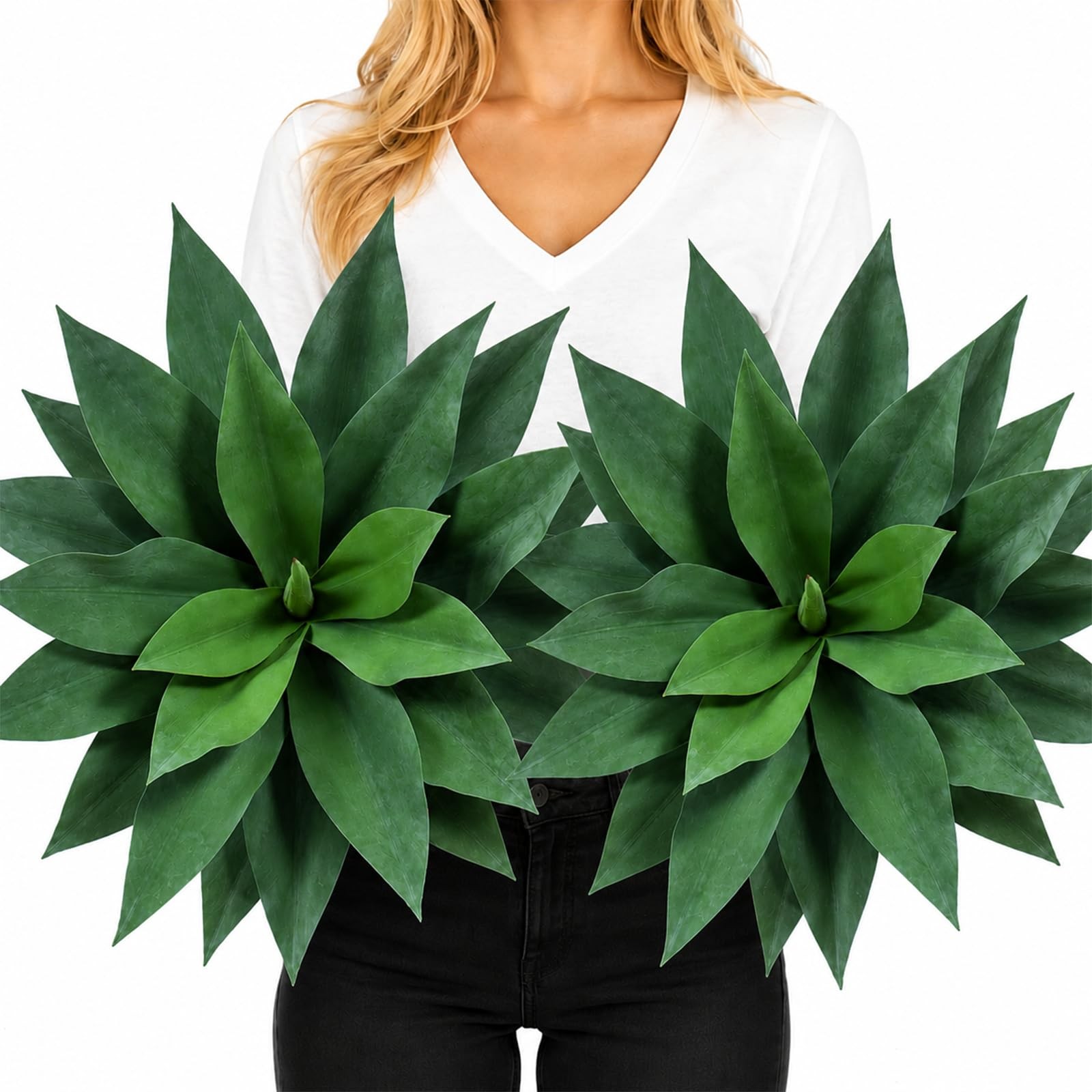Best Artificial Agave Plants Outdoor,28″ UV Resistant Fake Silk with 23 Lifelike